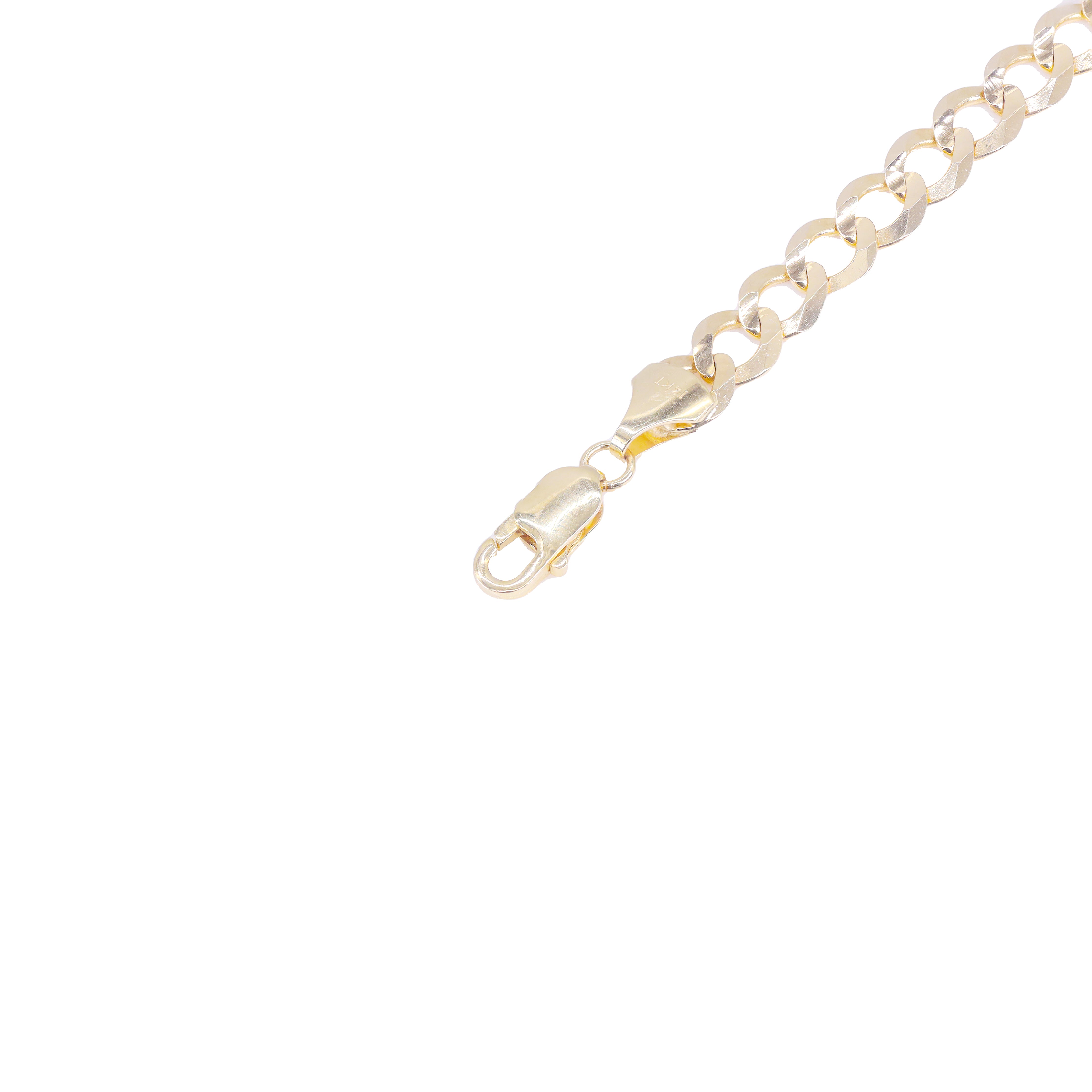 14KT Solid Flat Curved Cuban Yellow Gold Chain