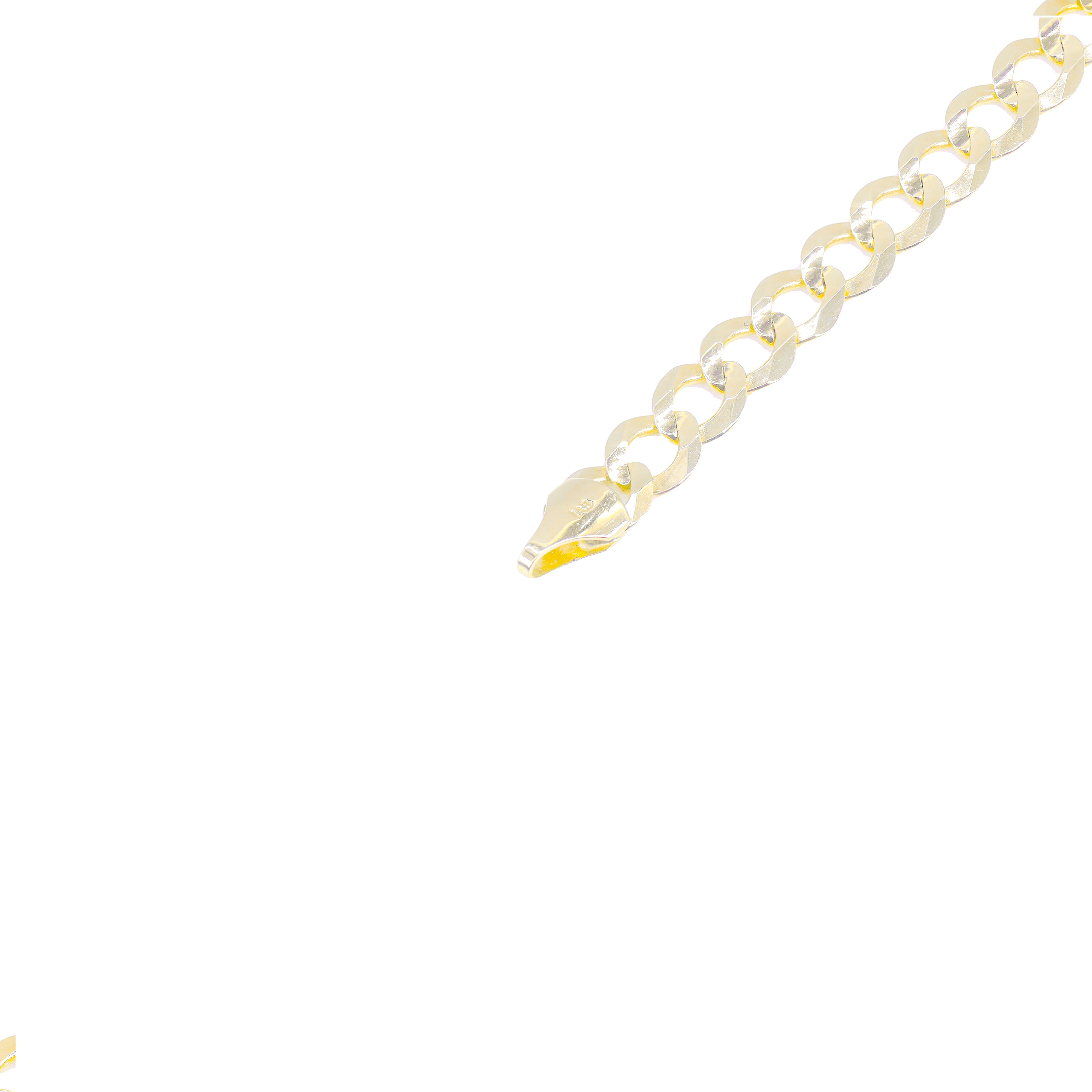 14KT Solid Flat Curved Cuban Yellow Gold Chain