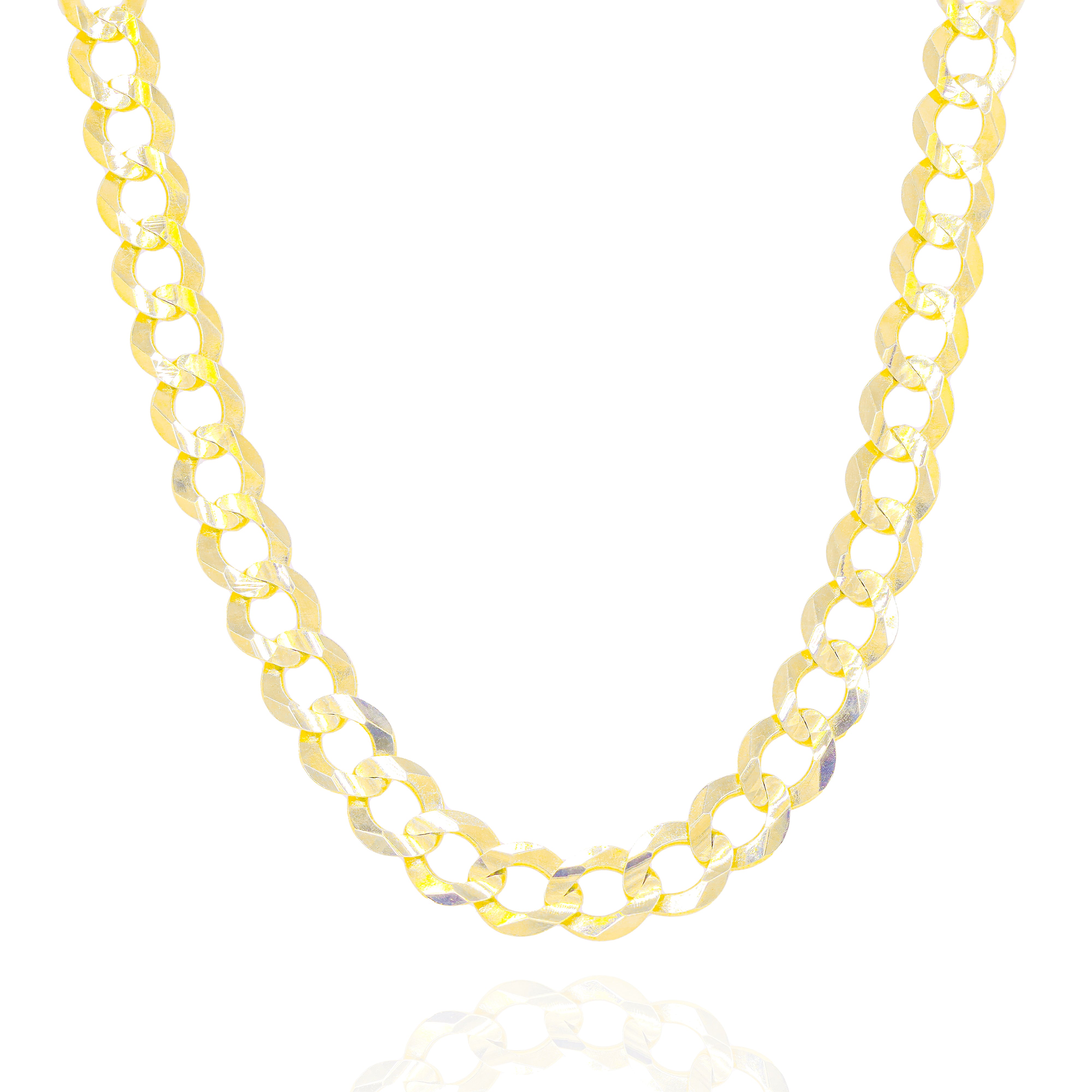 14KT Solid Flat Curved Cuban Yellow Gold Chain