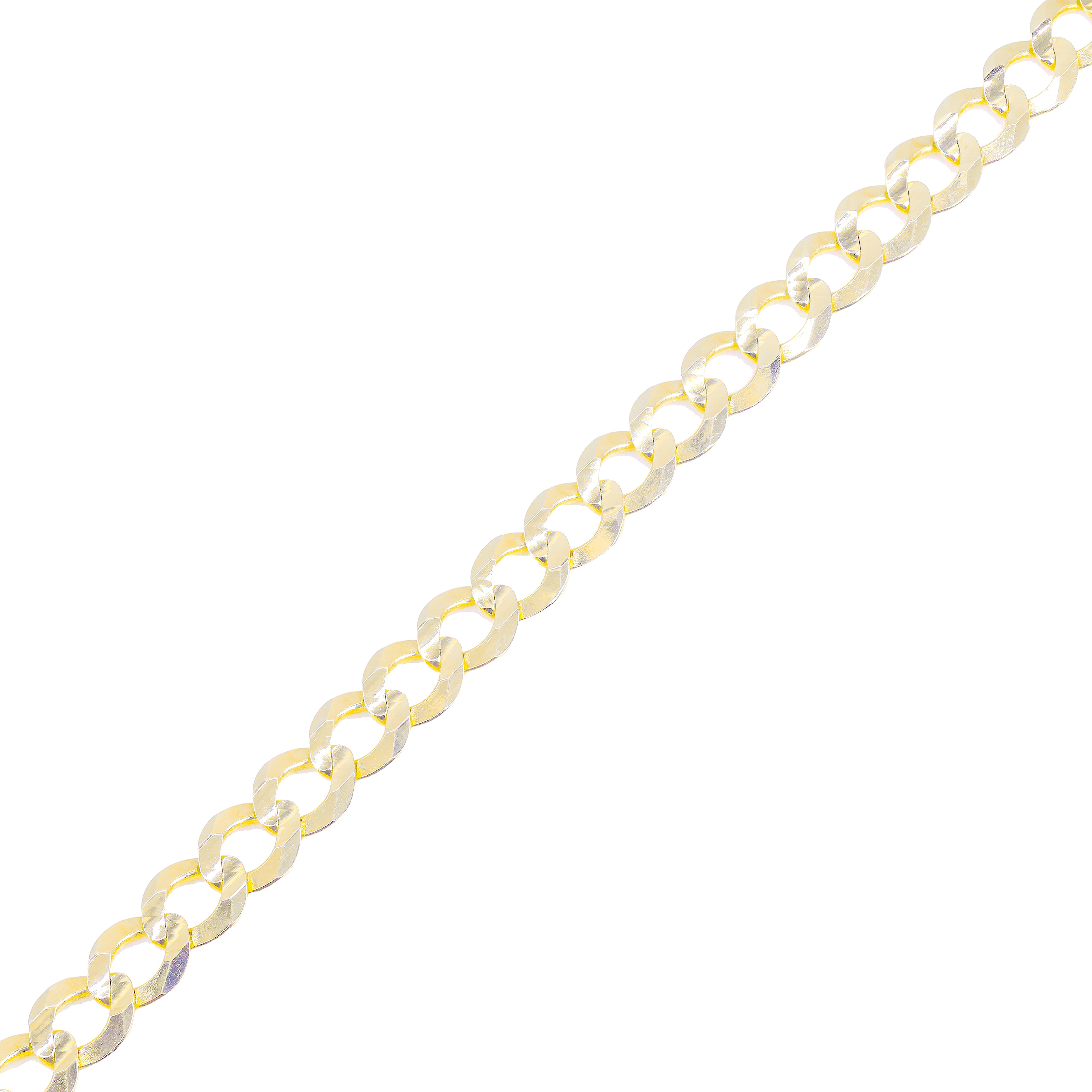 14KT Solid Flat Curved Cuban Yellow Gold Chain