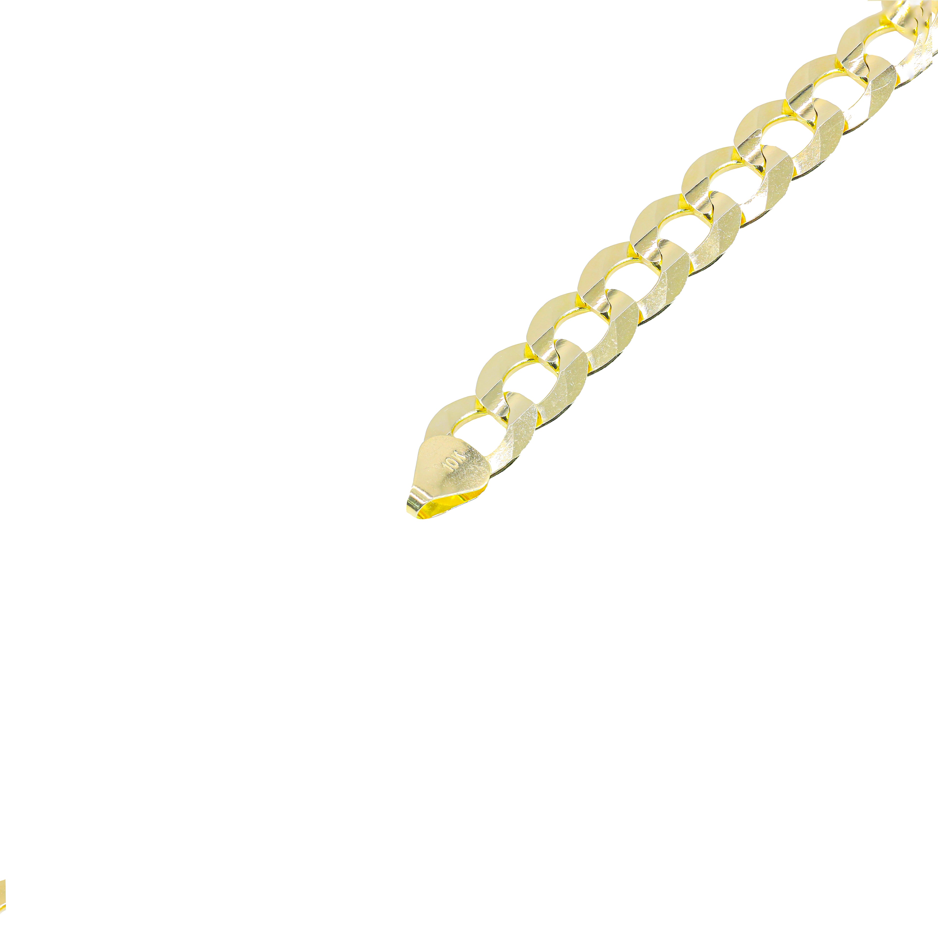 10KT Solid Flat Cuban Link Yellow Gold Chain
