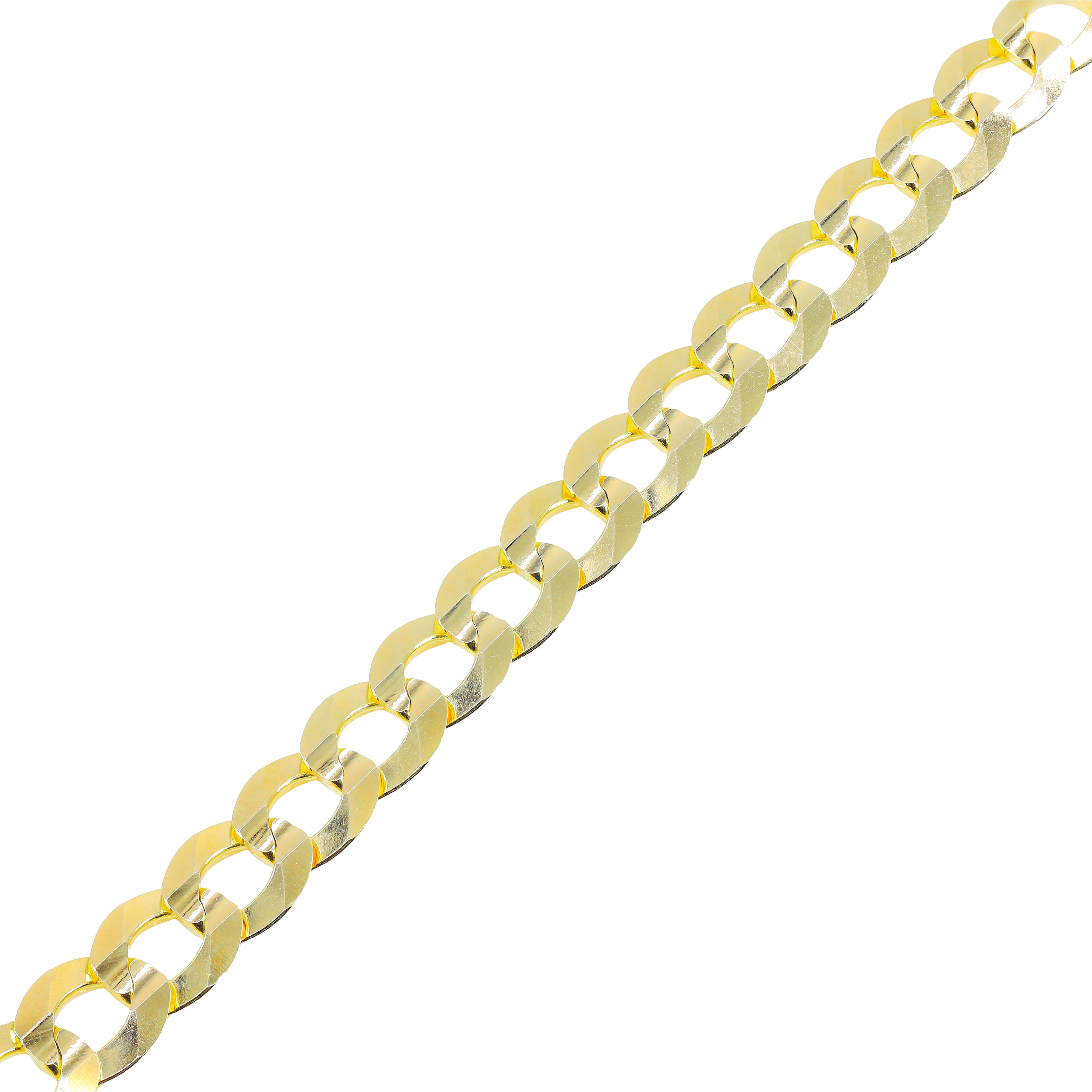 10KT Solid Flat Cuban Link Yellow Gold Chain