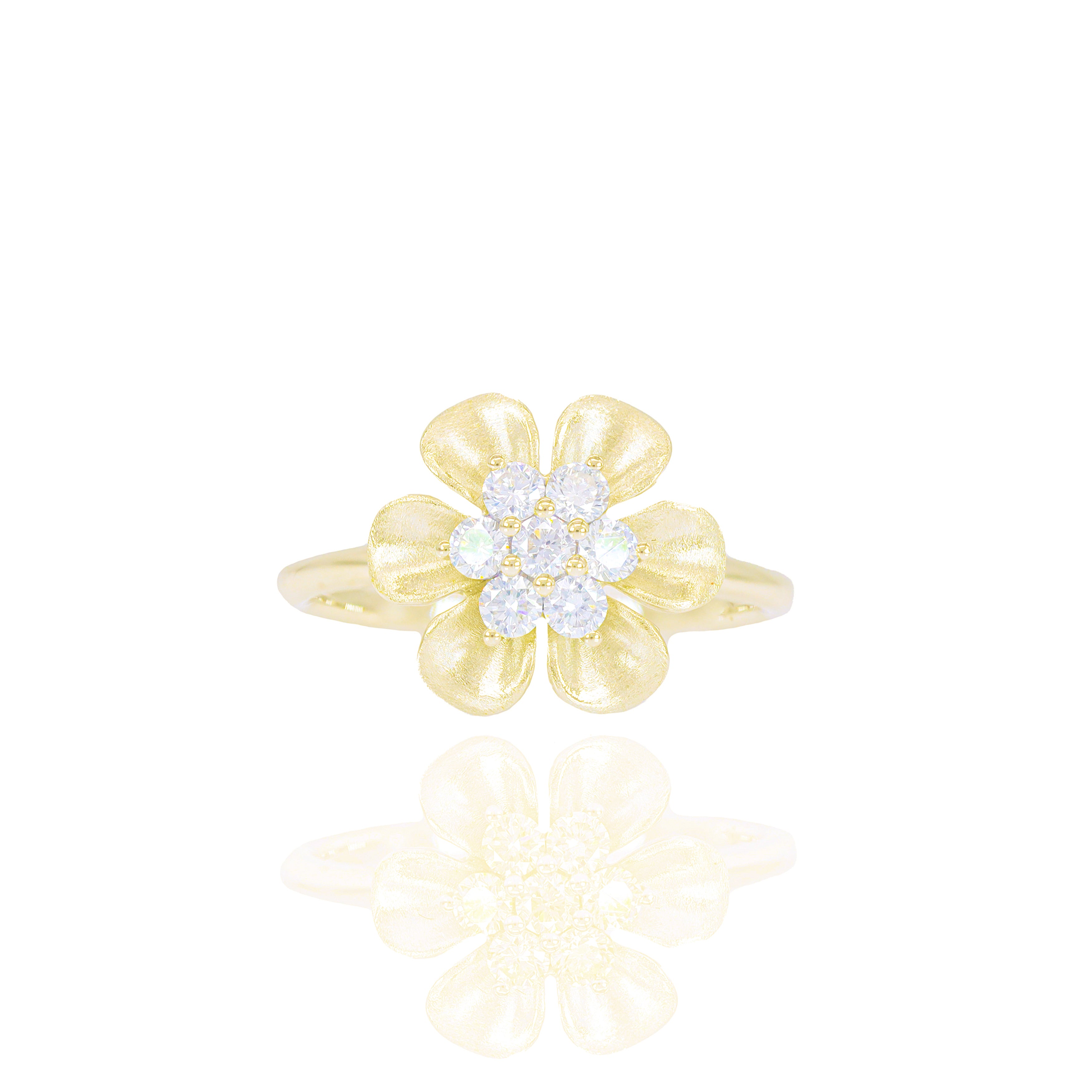 3D Flower Diamond Ring