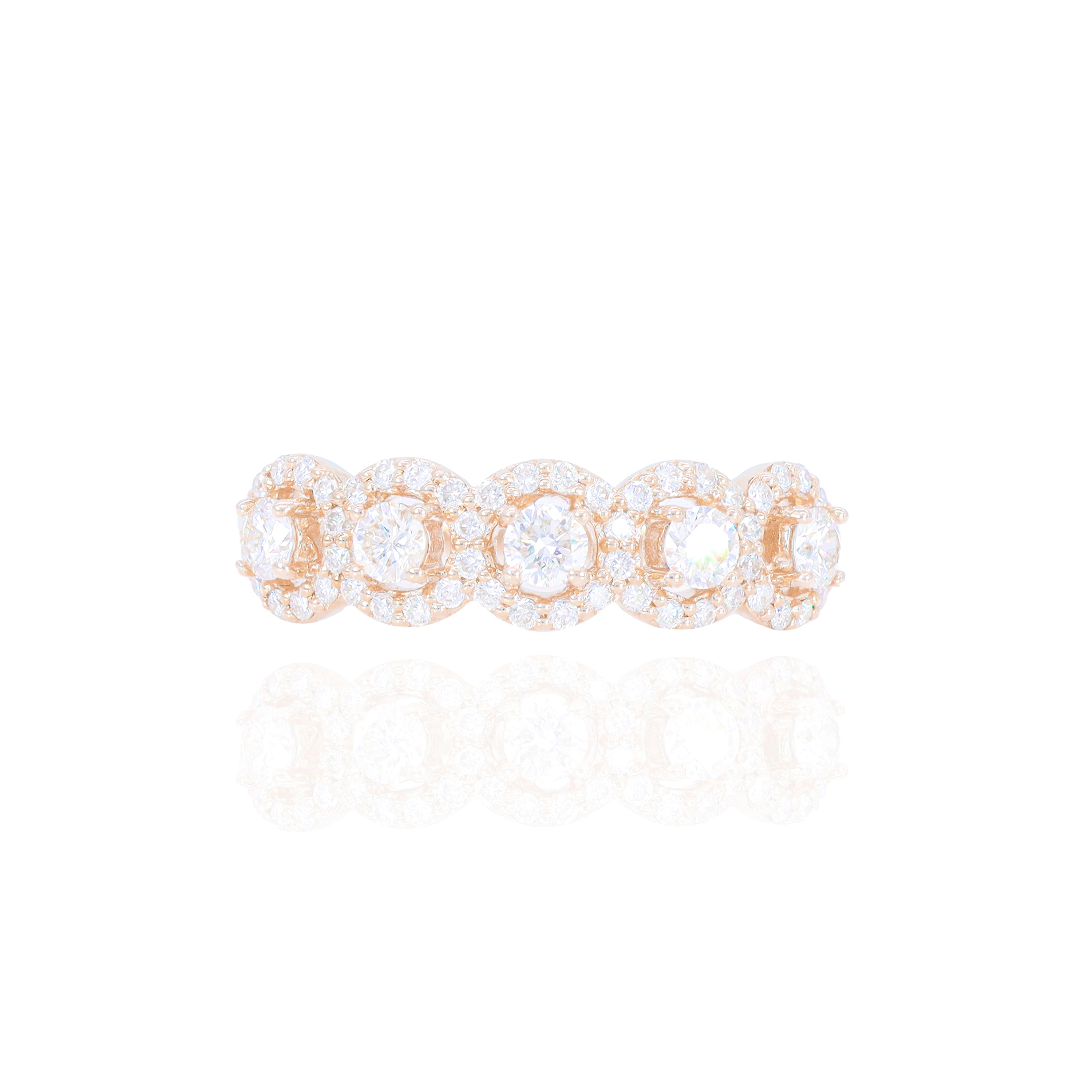 5 Stone with Round Border Diamond Ring