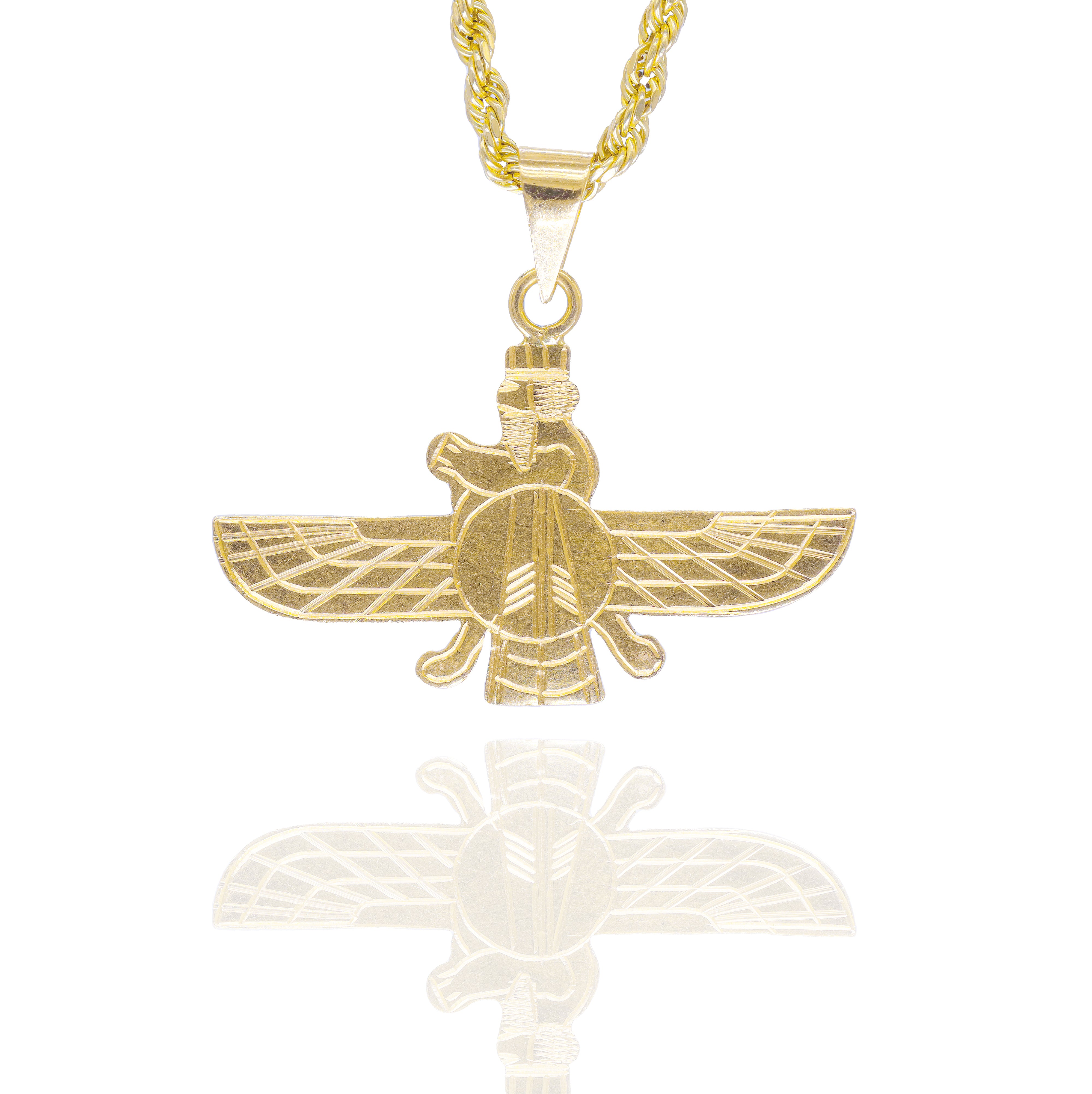 18KT Yellow Gold Zoroastrian Faravahar Pendant