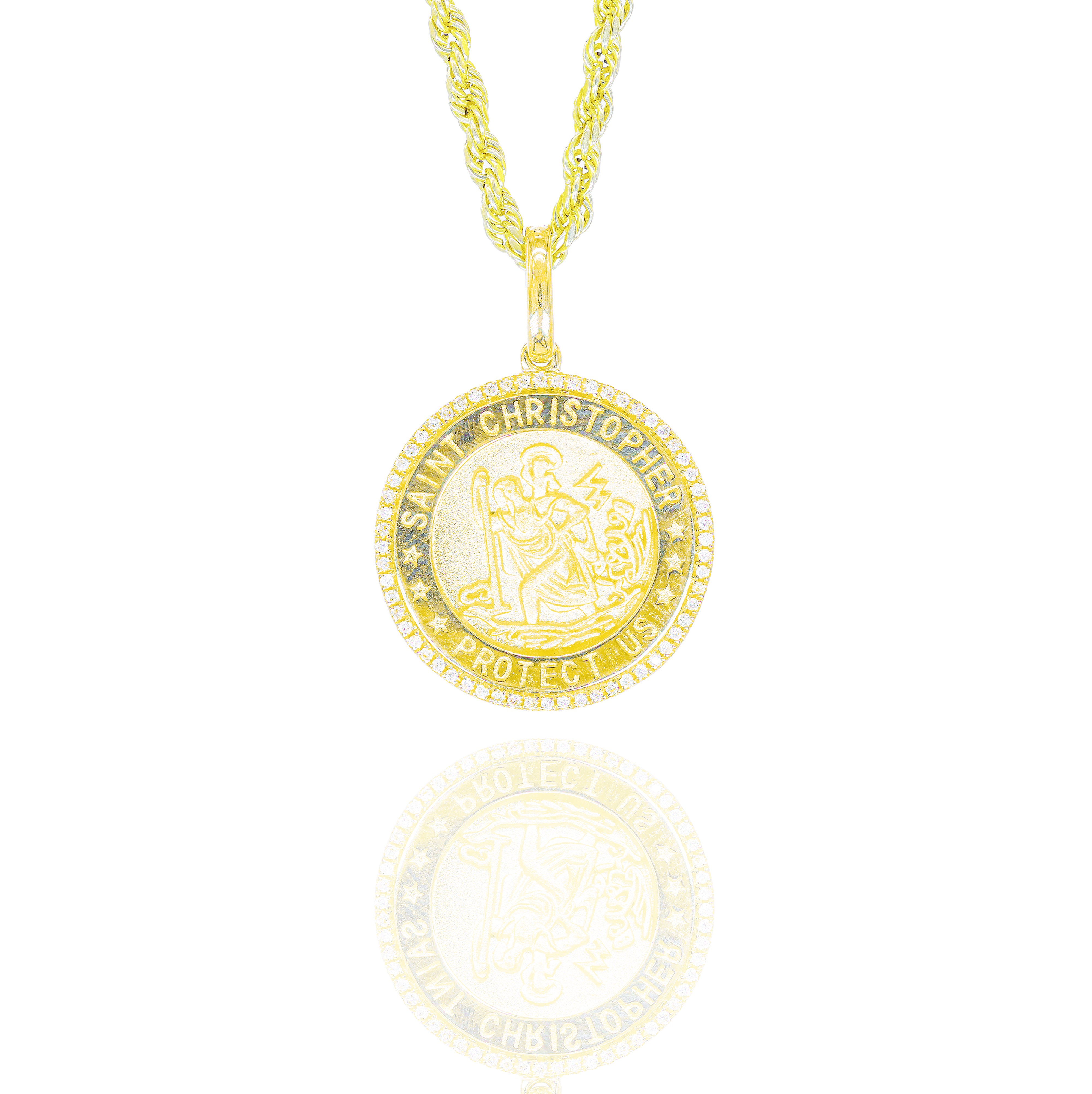 St.Christopher Gold Protect Us Diamond Pendant