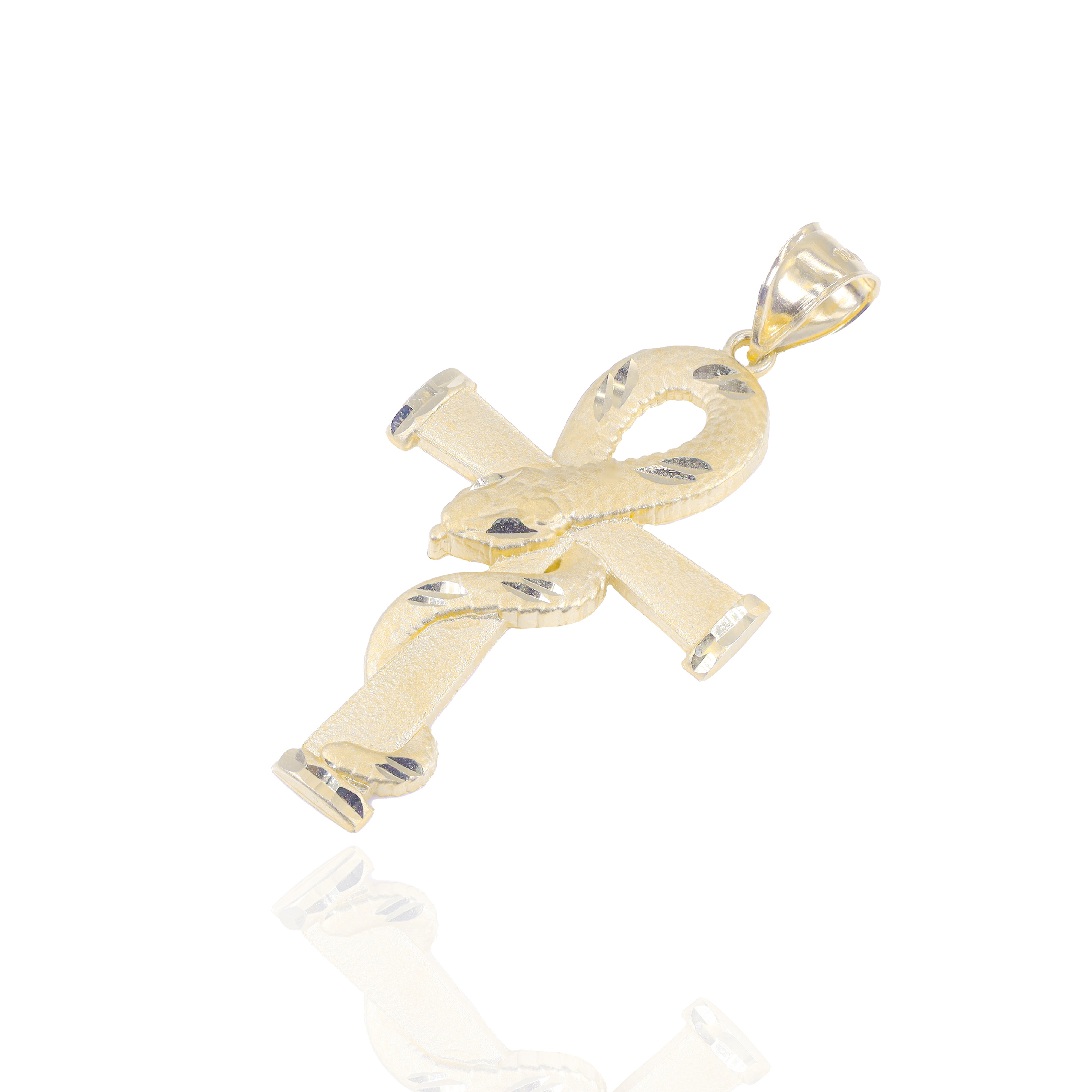 Solid Gold Snake Ankh Pendant
