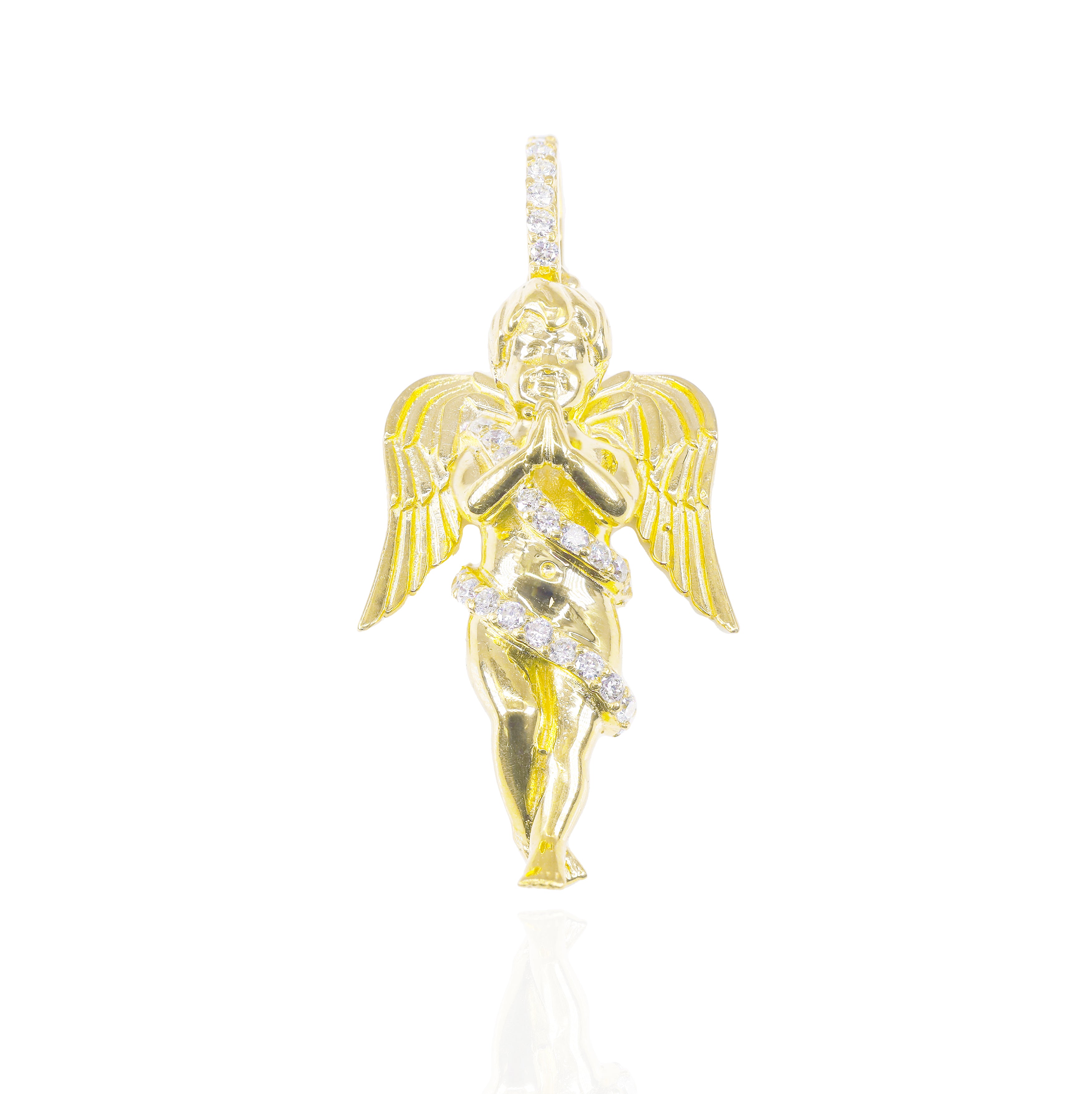 Modern Gold Angel Diamond Pendant