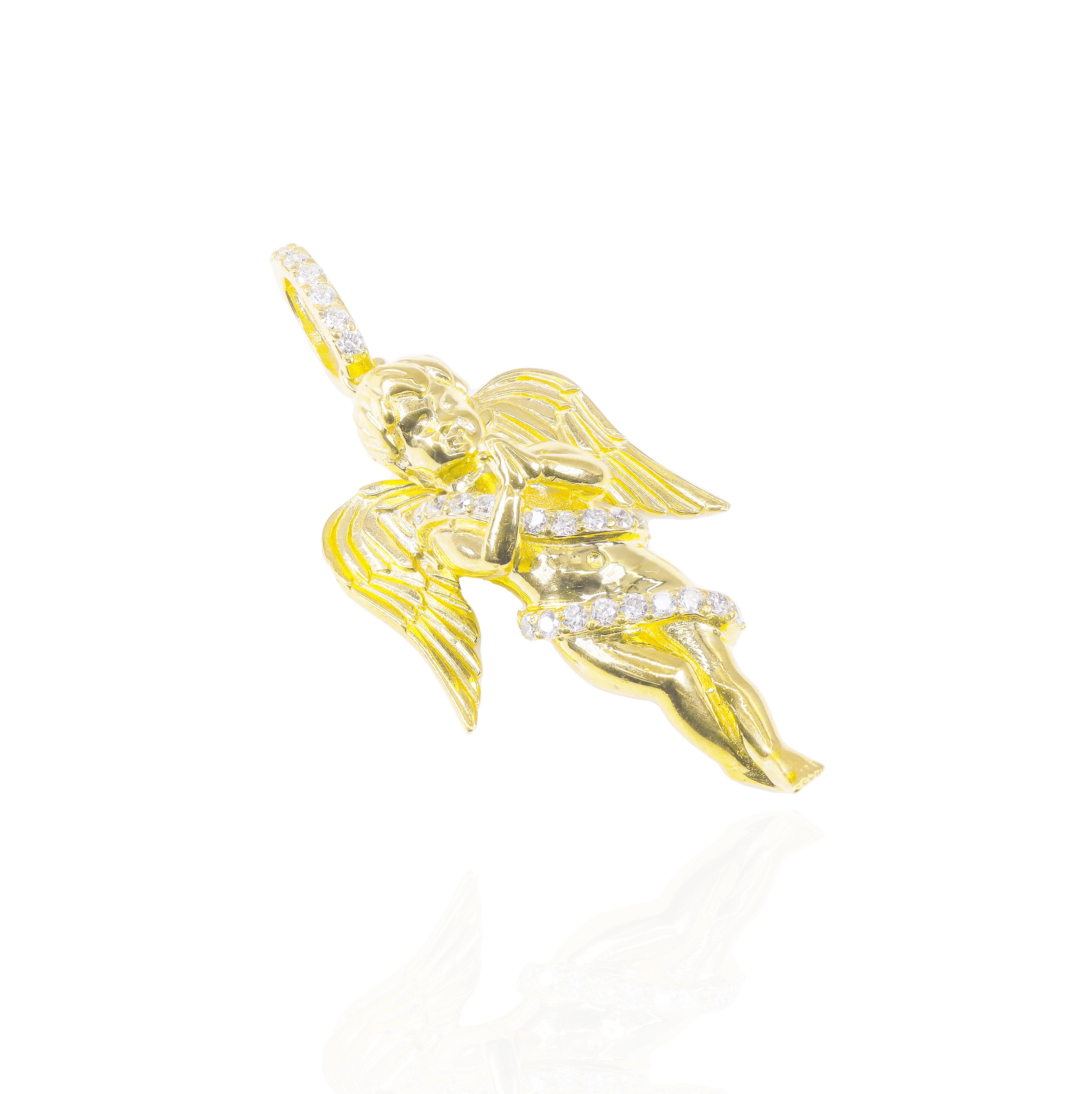 Modern Gold Angel Diamond Pendant