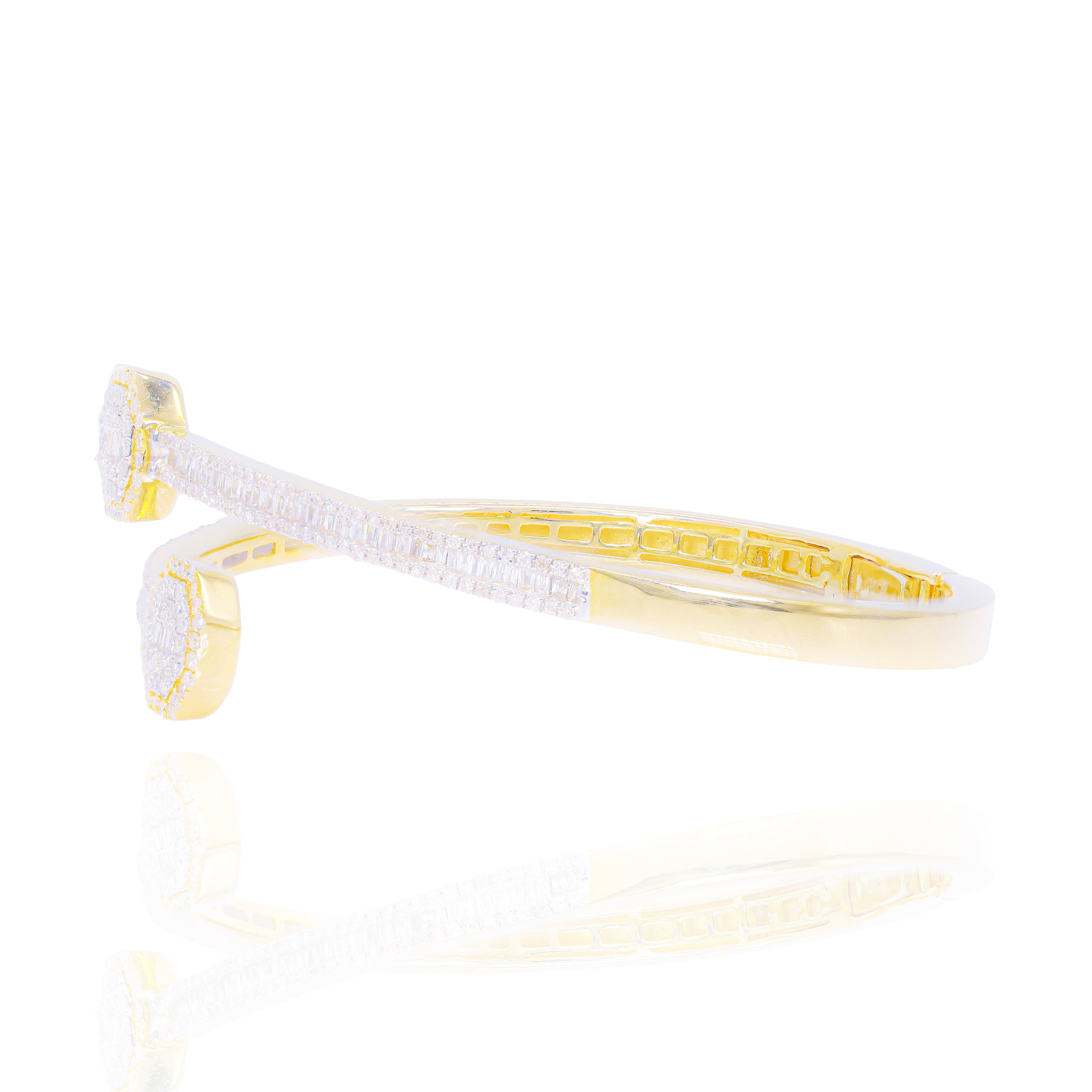 Octagon Baguette Diamond Bangle Bracelet