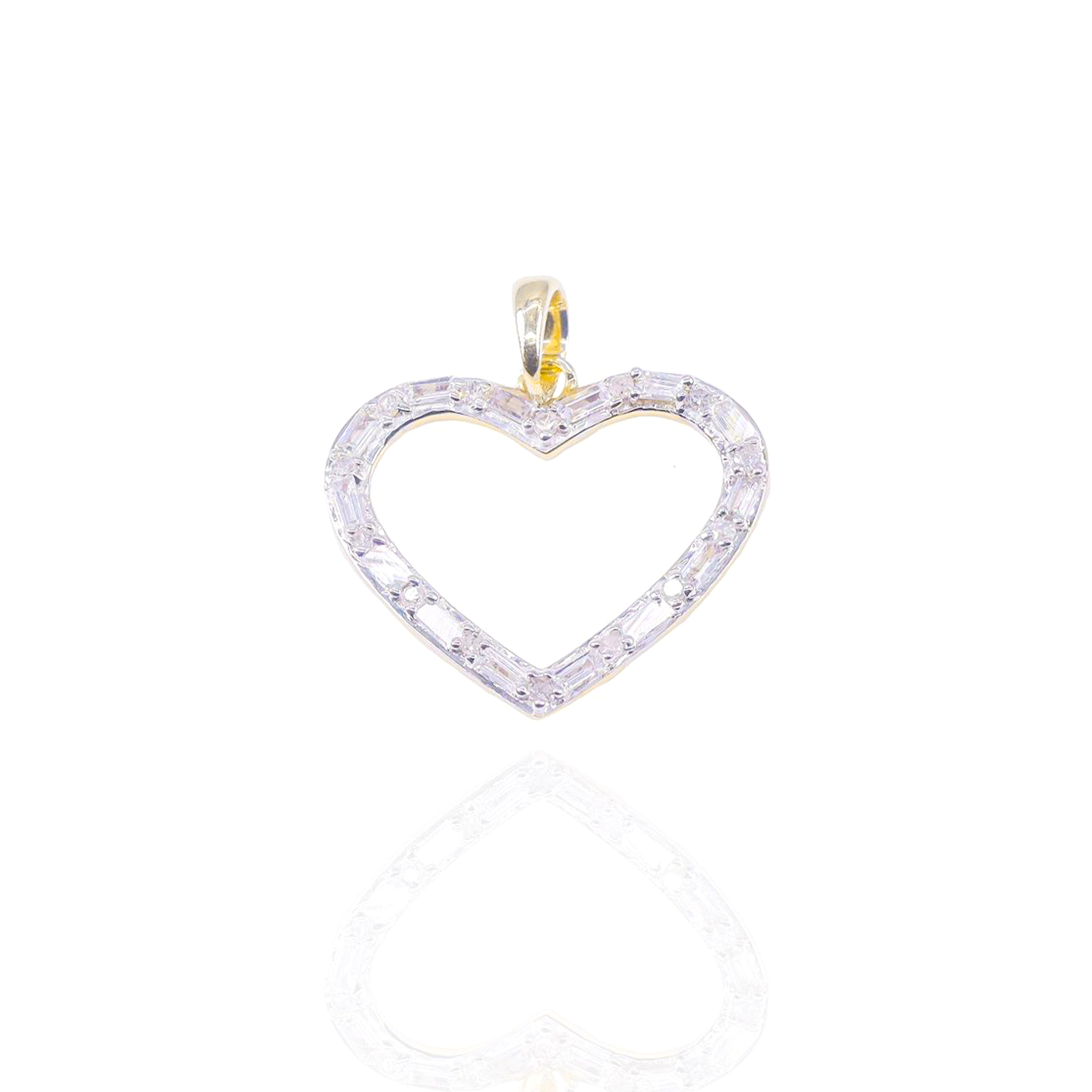 Heart Outline Baguette Diamond Pendant