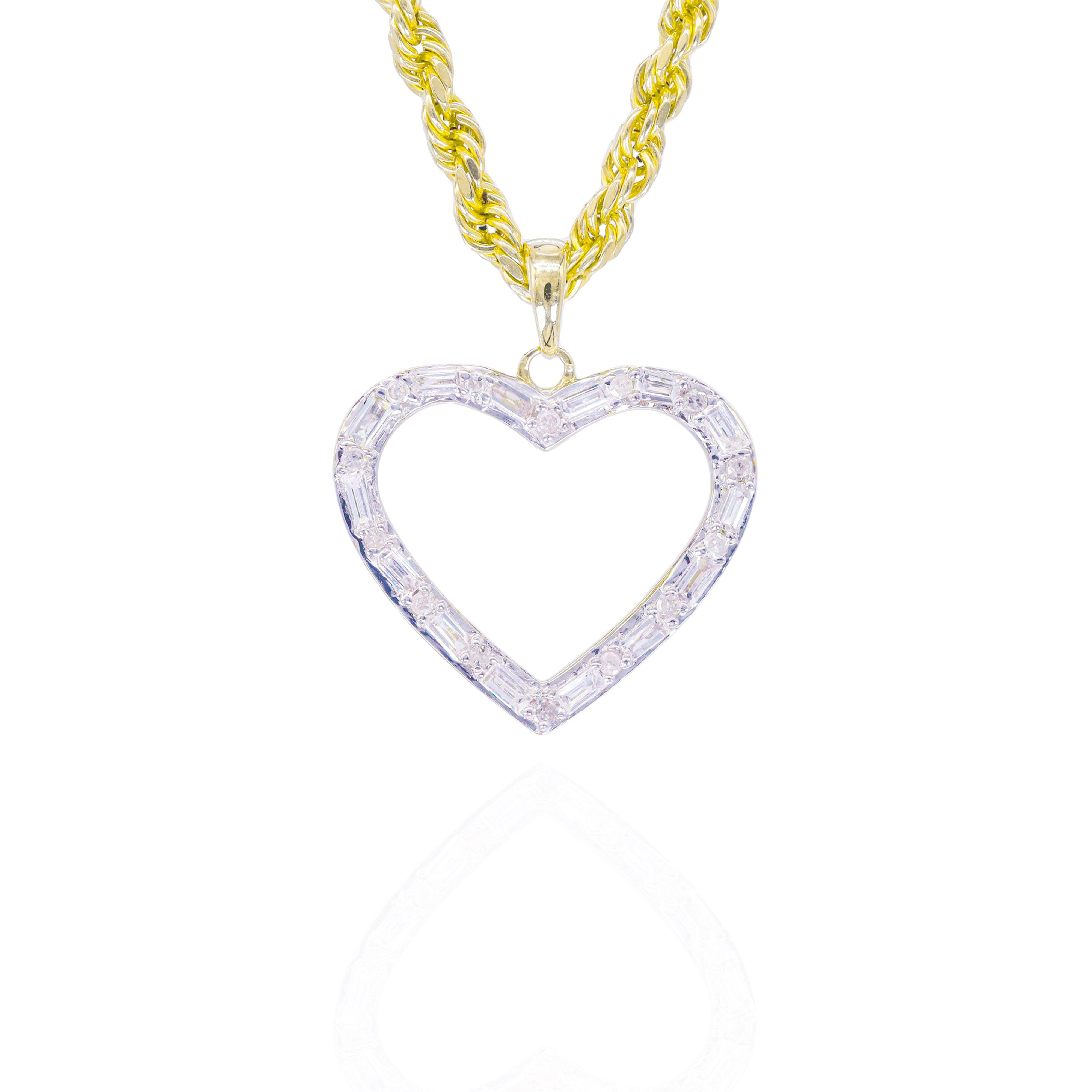 Heart Outline Baguette Diamond Pendant