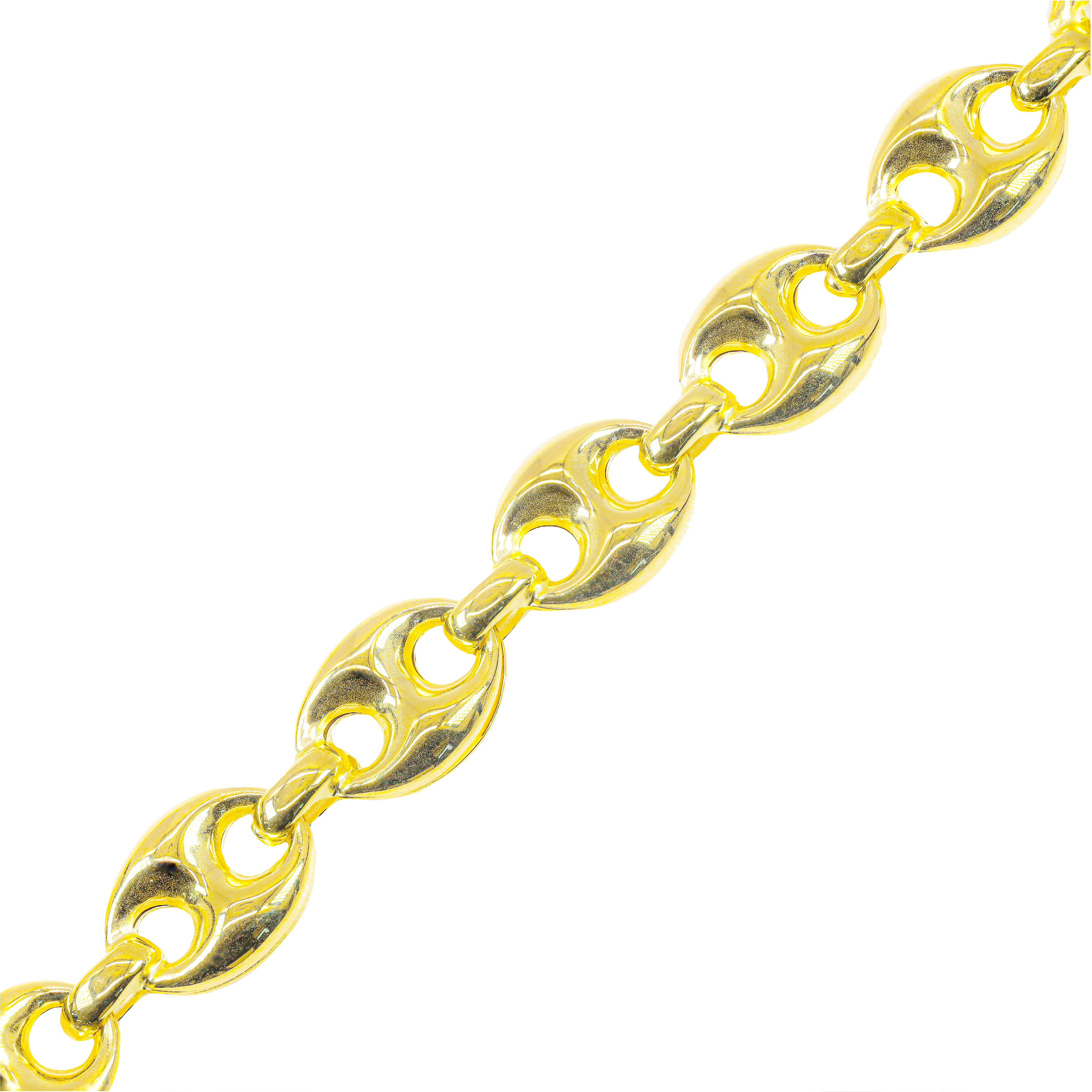 14KT SEMI-SOLID PUFFED MARINER LINK YELLOW GOLD BRACELET