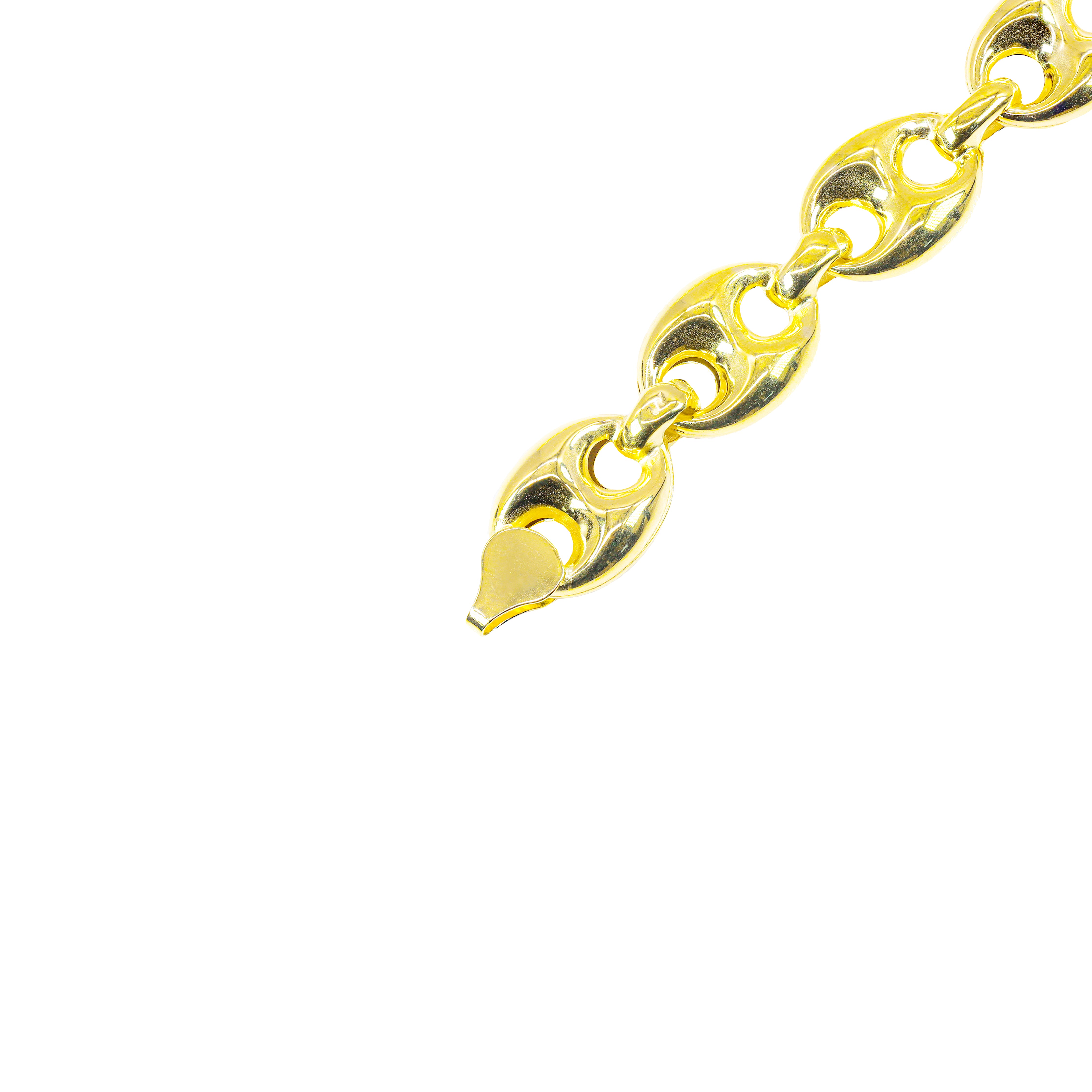 14KT SEMI-SOLID PUFFED MARINER LINK YELLOW GOLD BRACELET