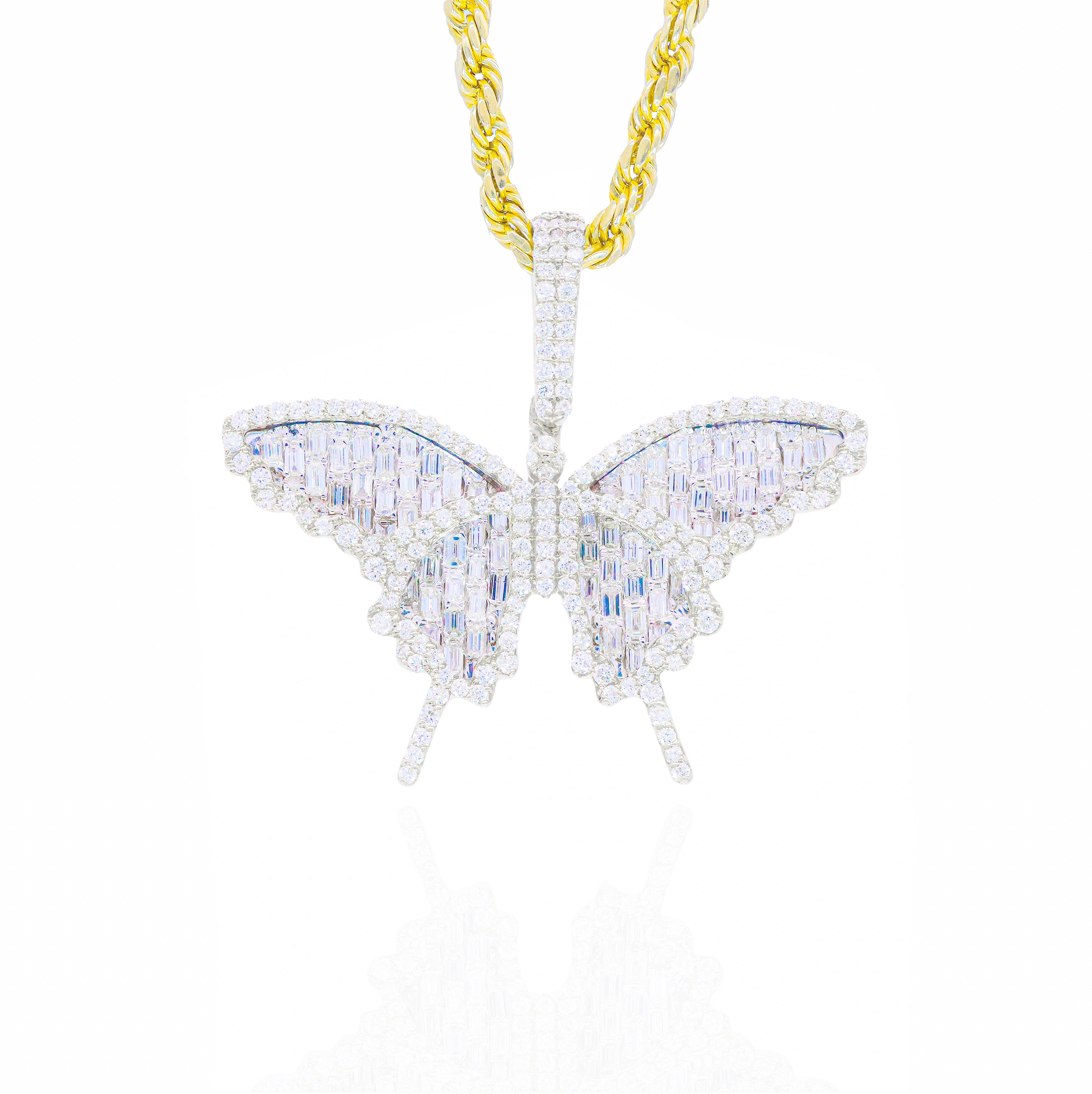 Butterfly Emerald Diamond Pendant