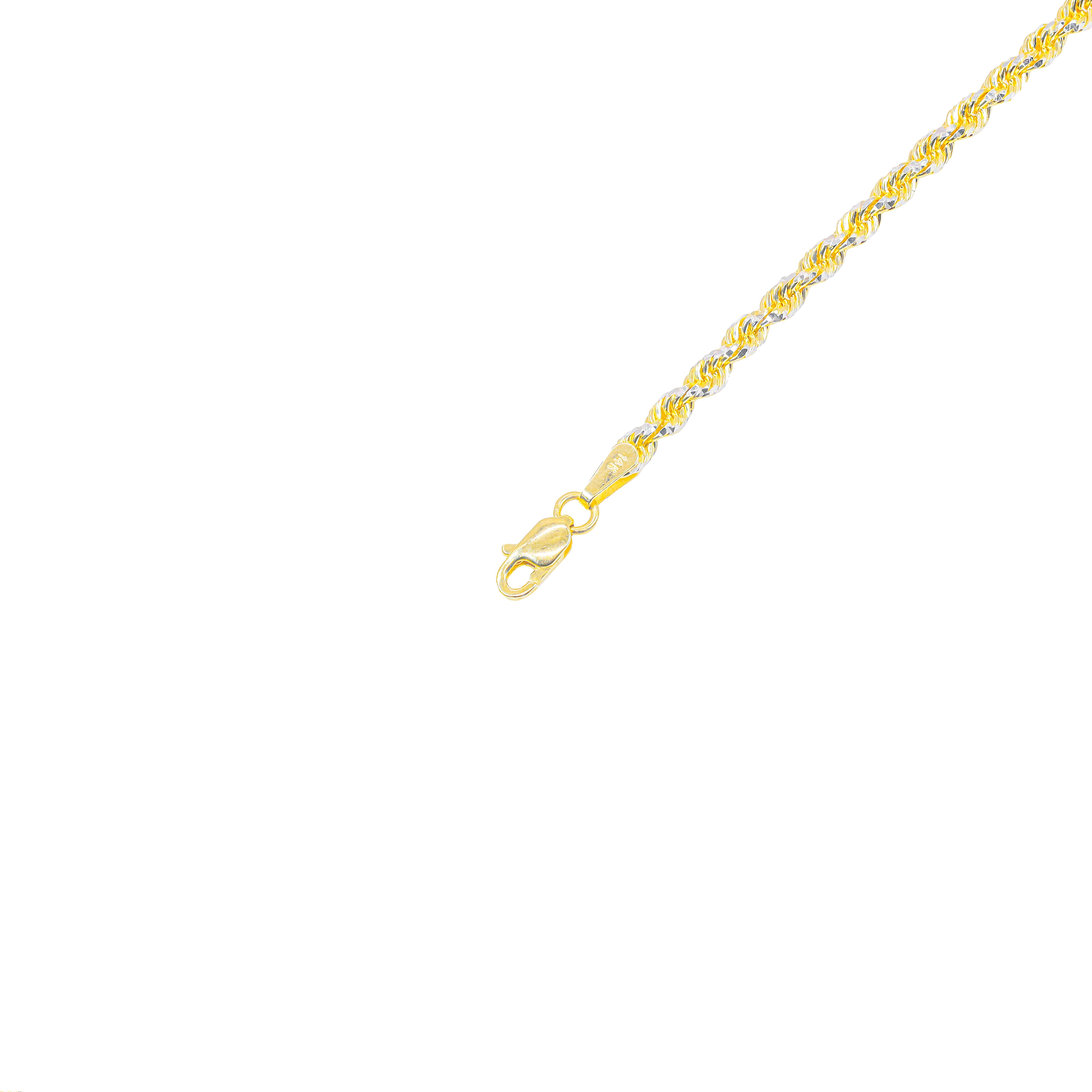 14KT Two-Tone Diamond Cut Rope Yellow Gold Chain