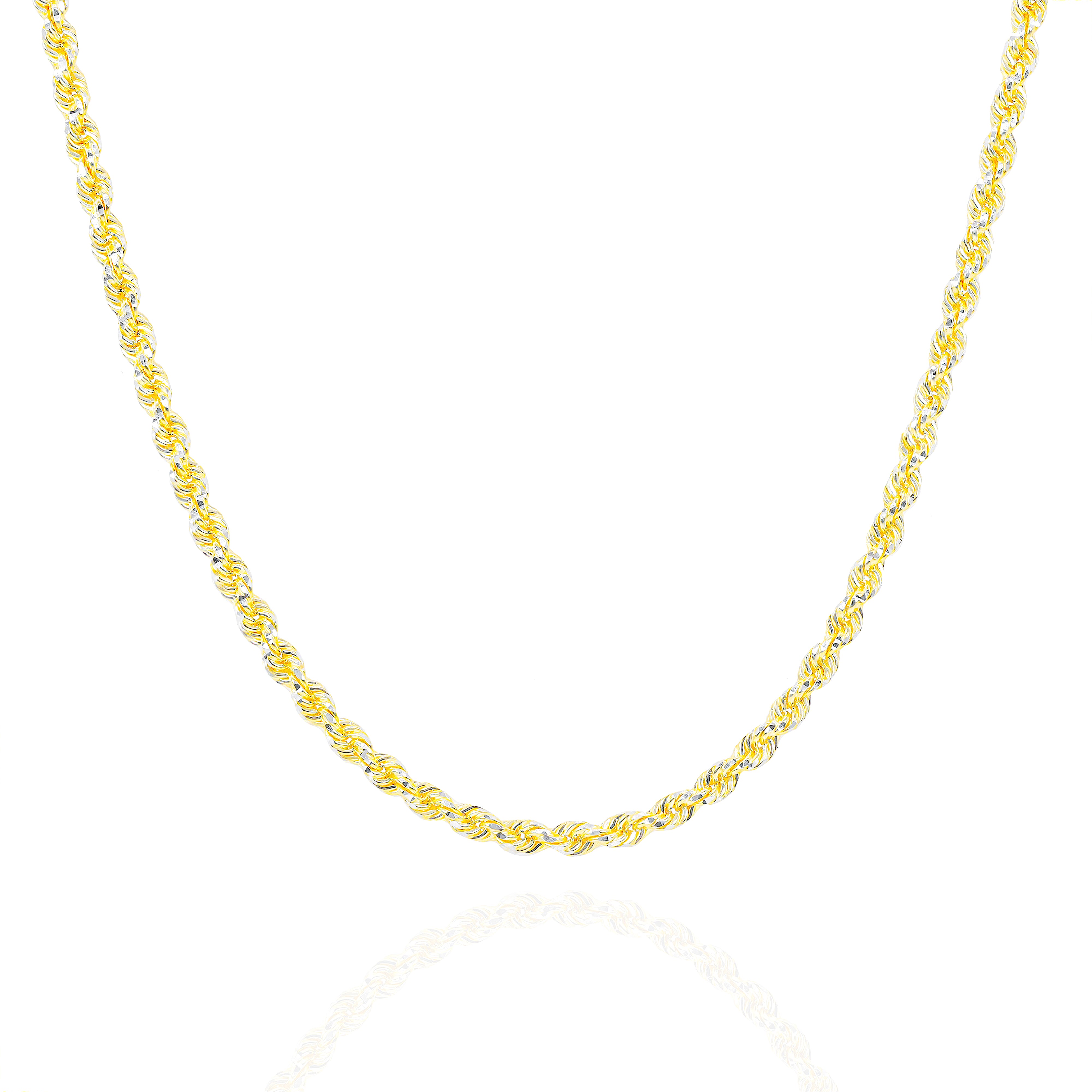 14KT Two-Tone Diamond Cut Rope Yellow Gold Chain