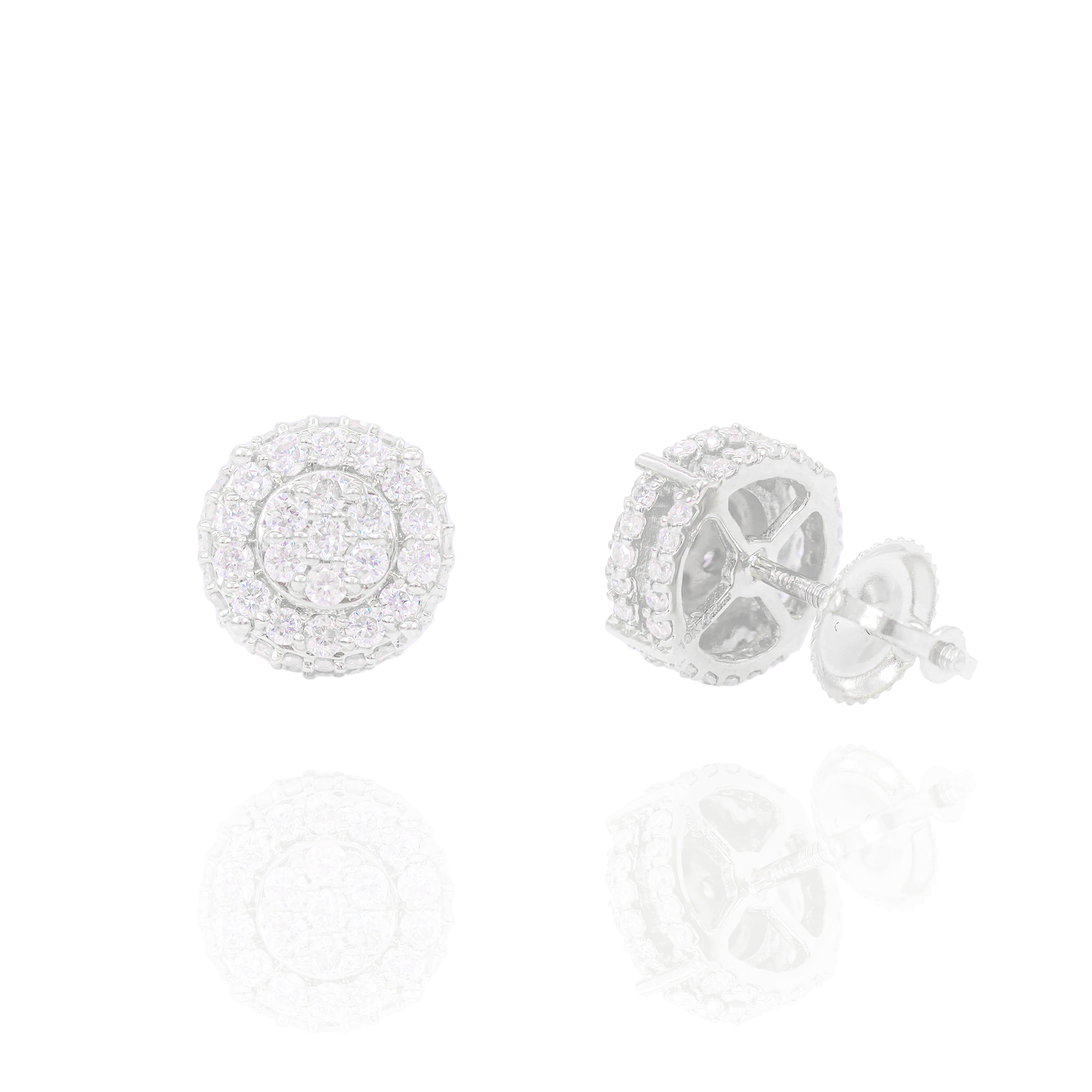 Layered Cluster Diamond Earrings w/ Diamond Sides