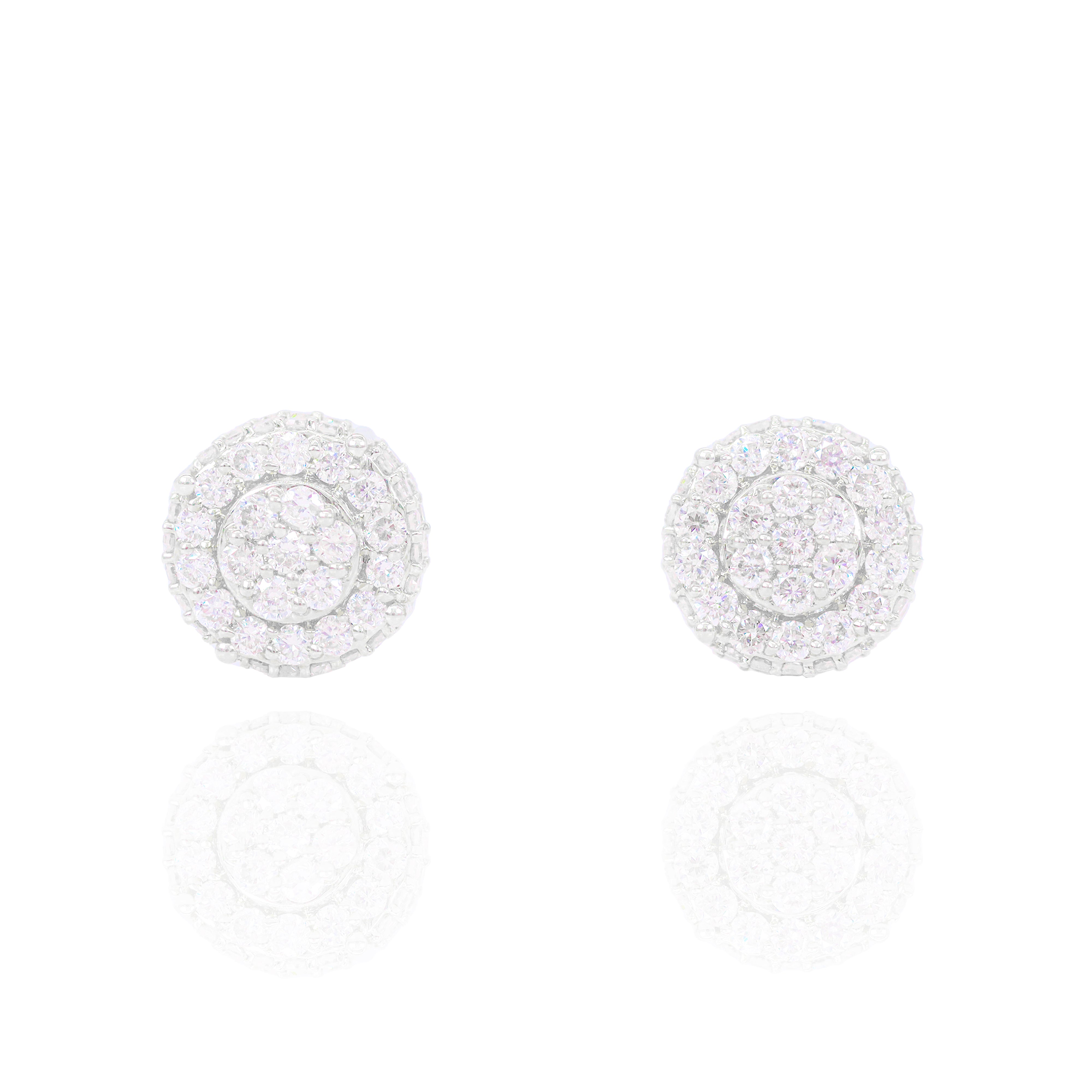 Layered Cluster Diamond Earrings w/ Diamond Sides