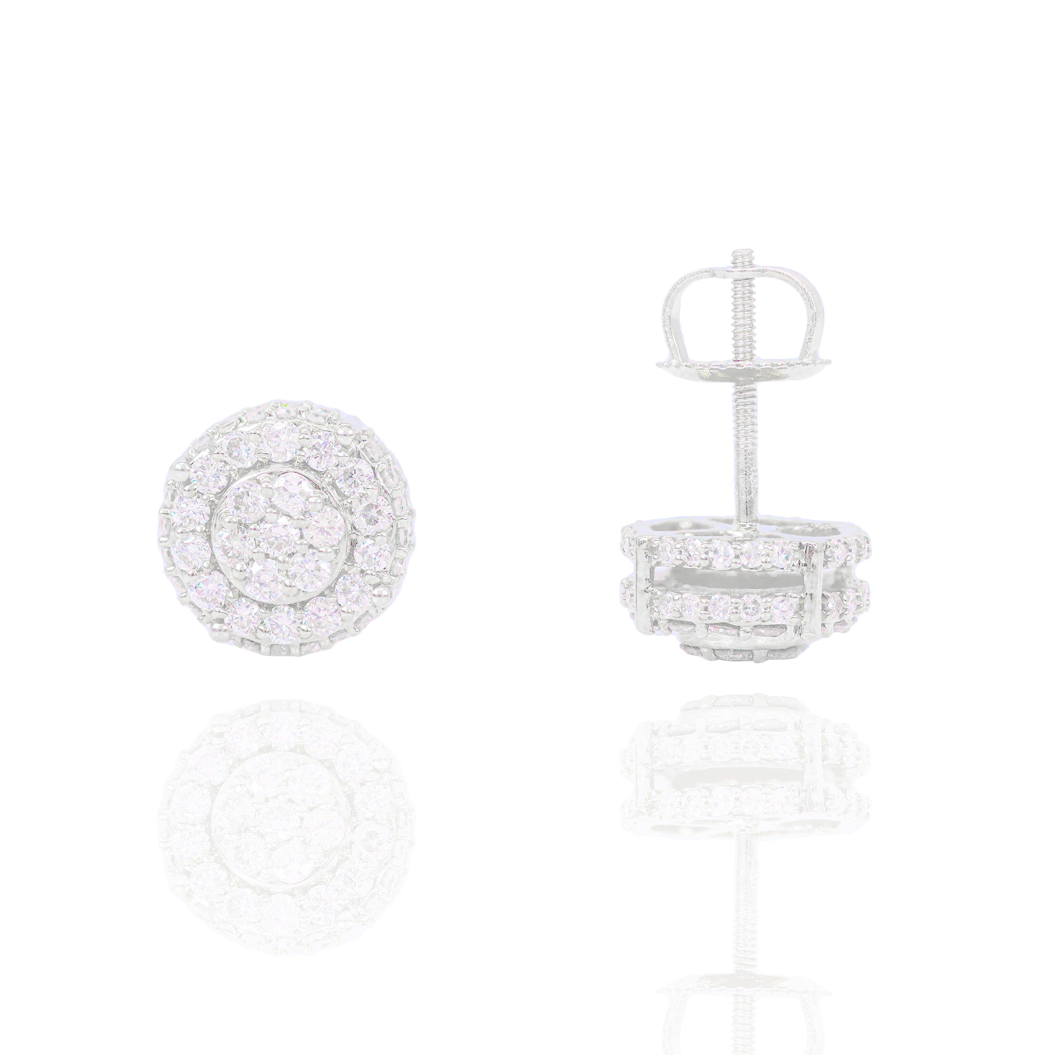 Layered Cluster Diamond Earrings w/ Diamond Sides