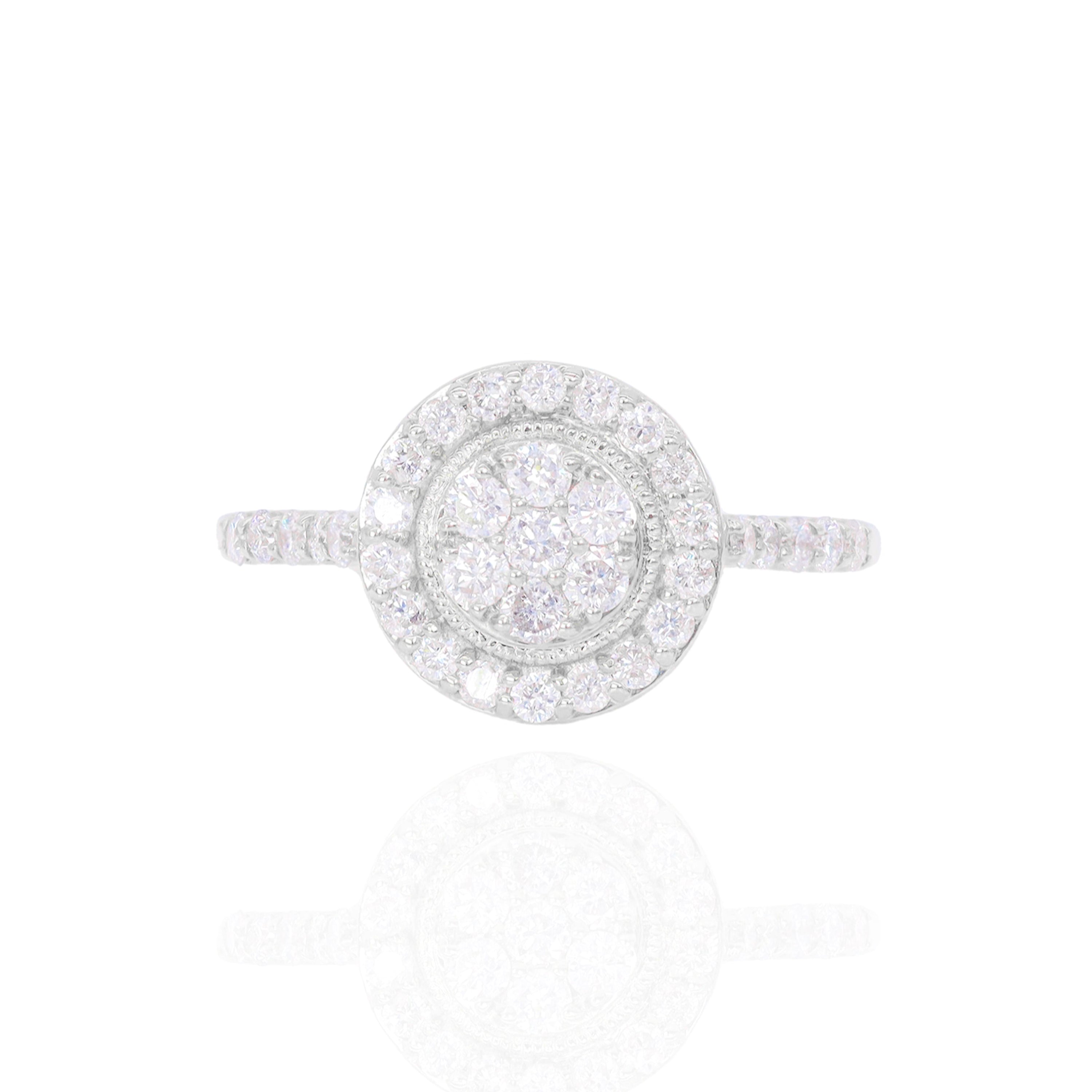 Round Shape with Diamond and Gold Halo Diamond Engagement Ring