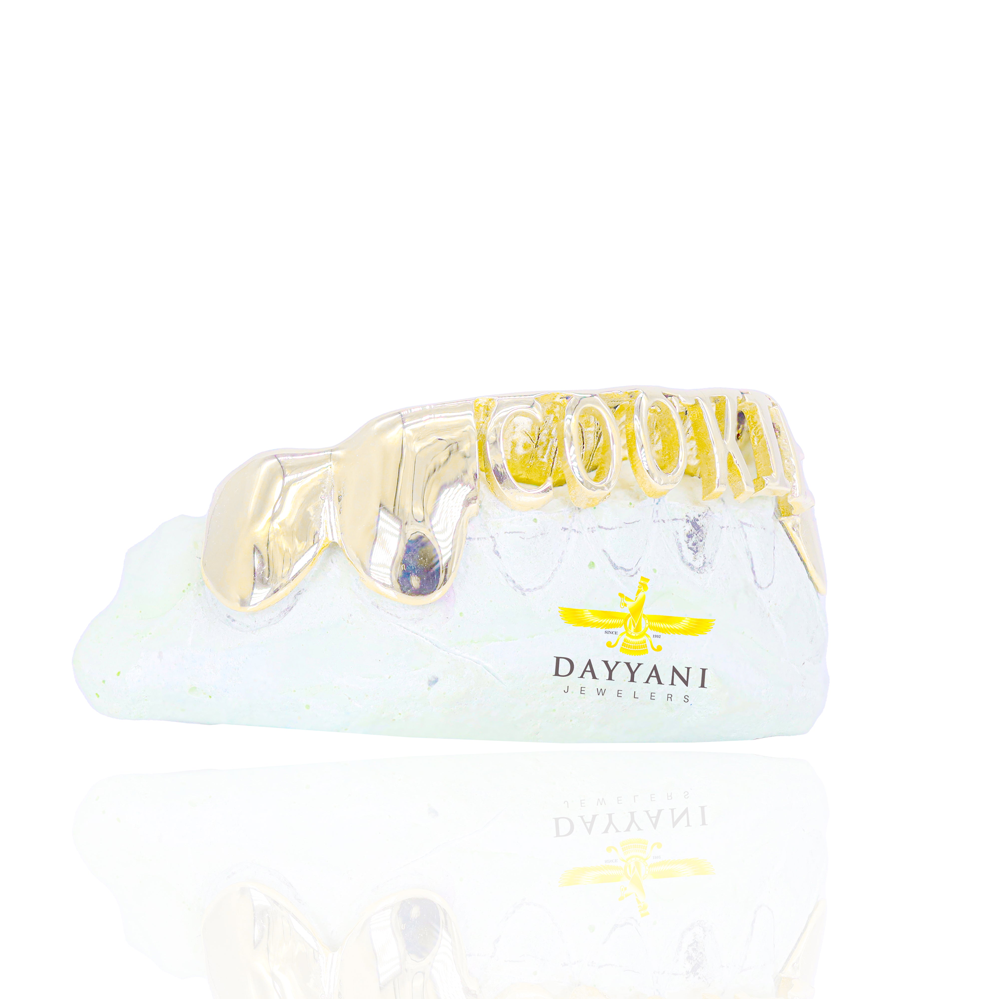 Custom 8 Teeth w/ Custom Name Front Bar & Extended Fangs Grillz