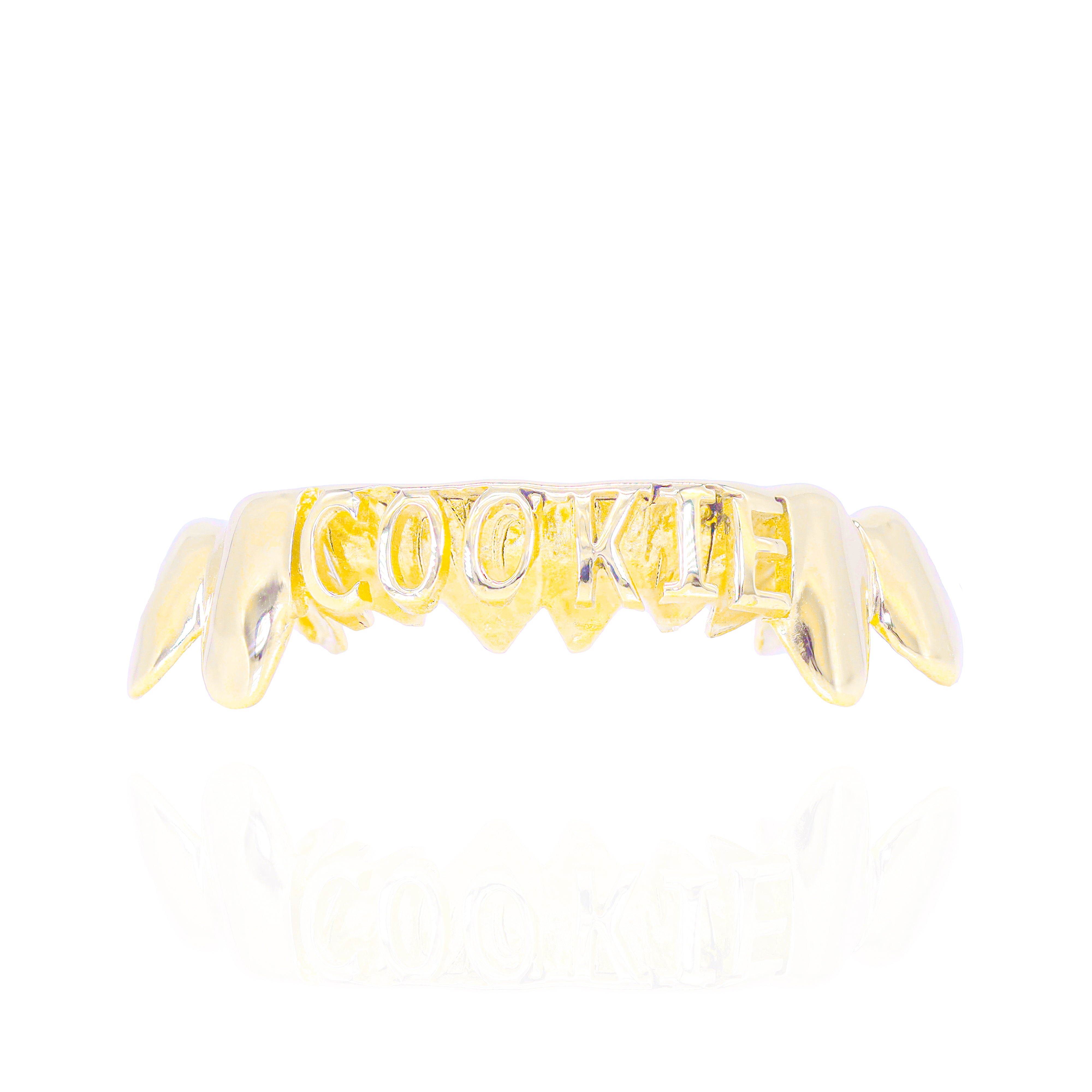 Custom 8 Teeth w/ Custom Name Front Bar & Extended Fangs Grillz