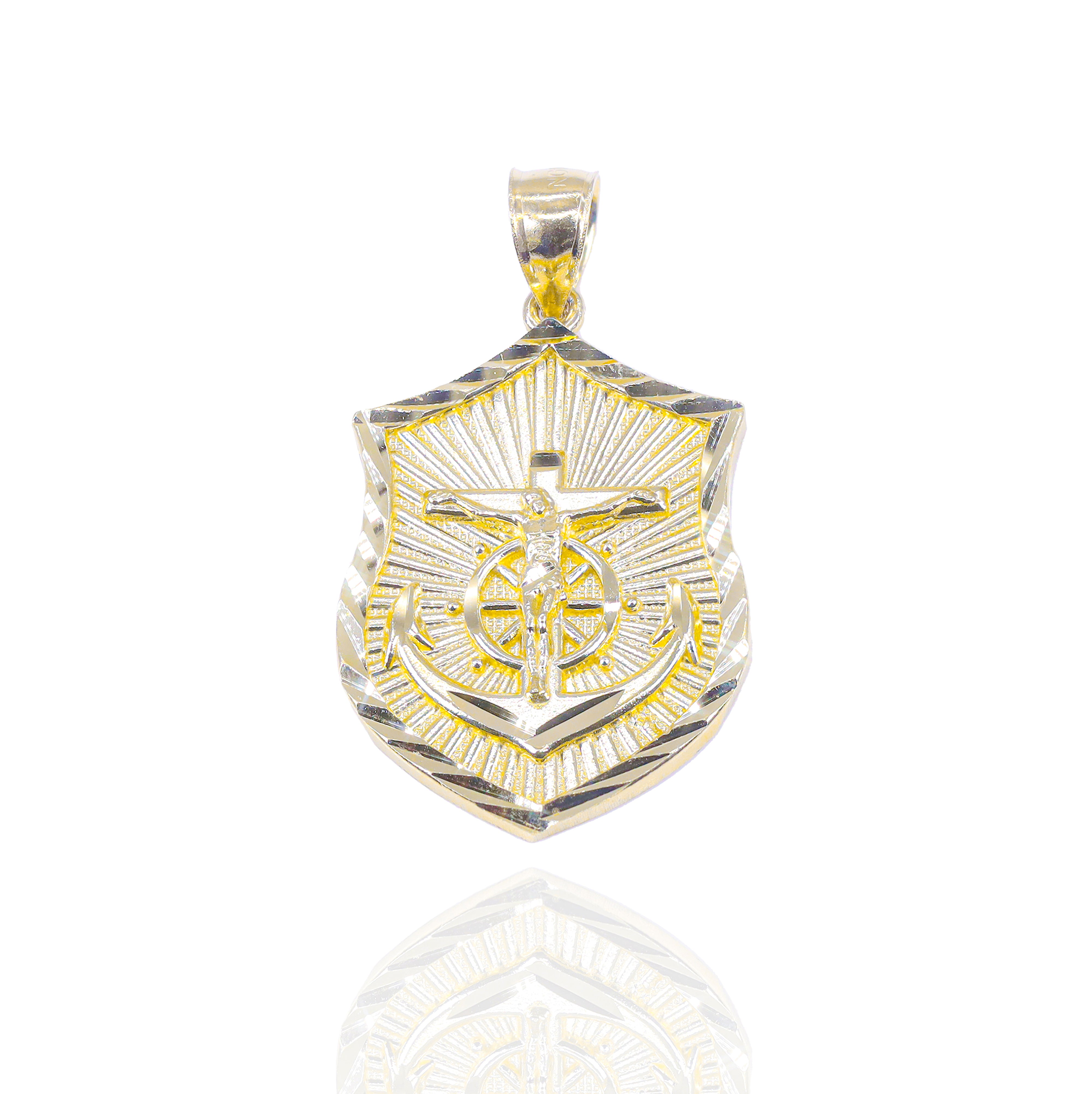 Solid Gold Anchor Badge Pendant
