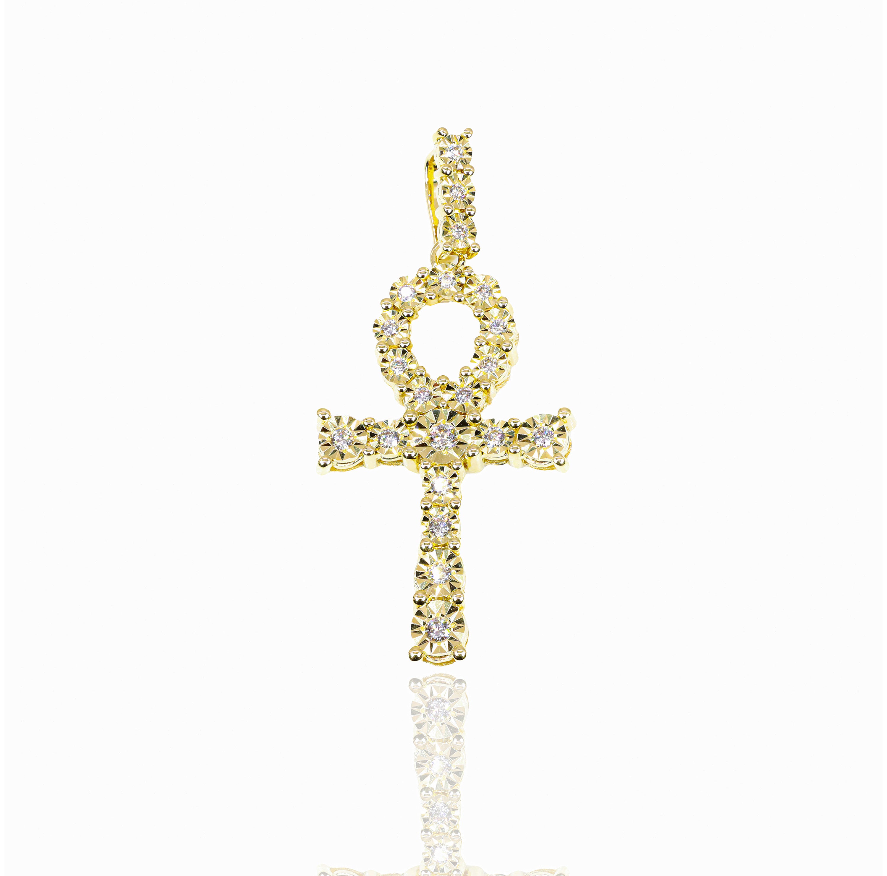 Fluted Ankh Diamond Pendant