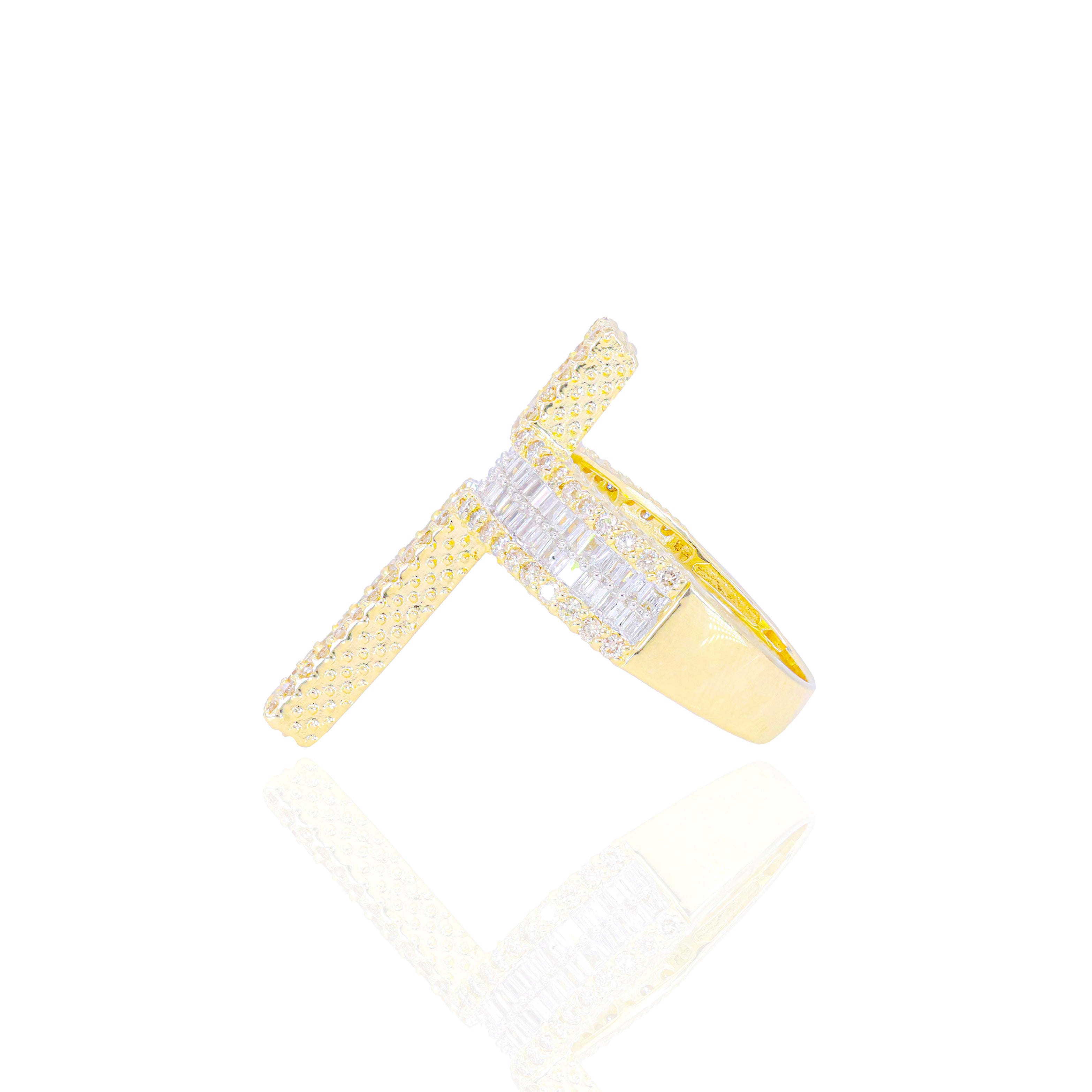 Baguette Diamond Cross Ring