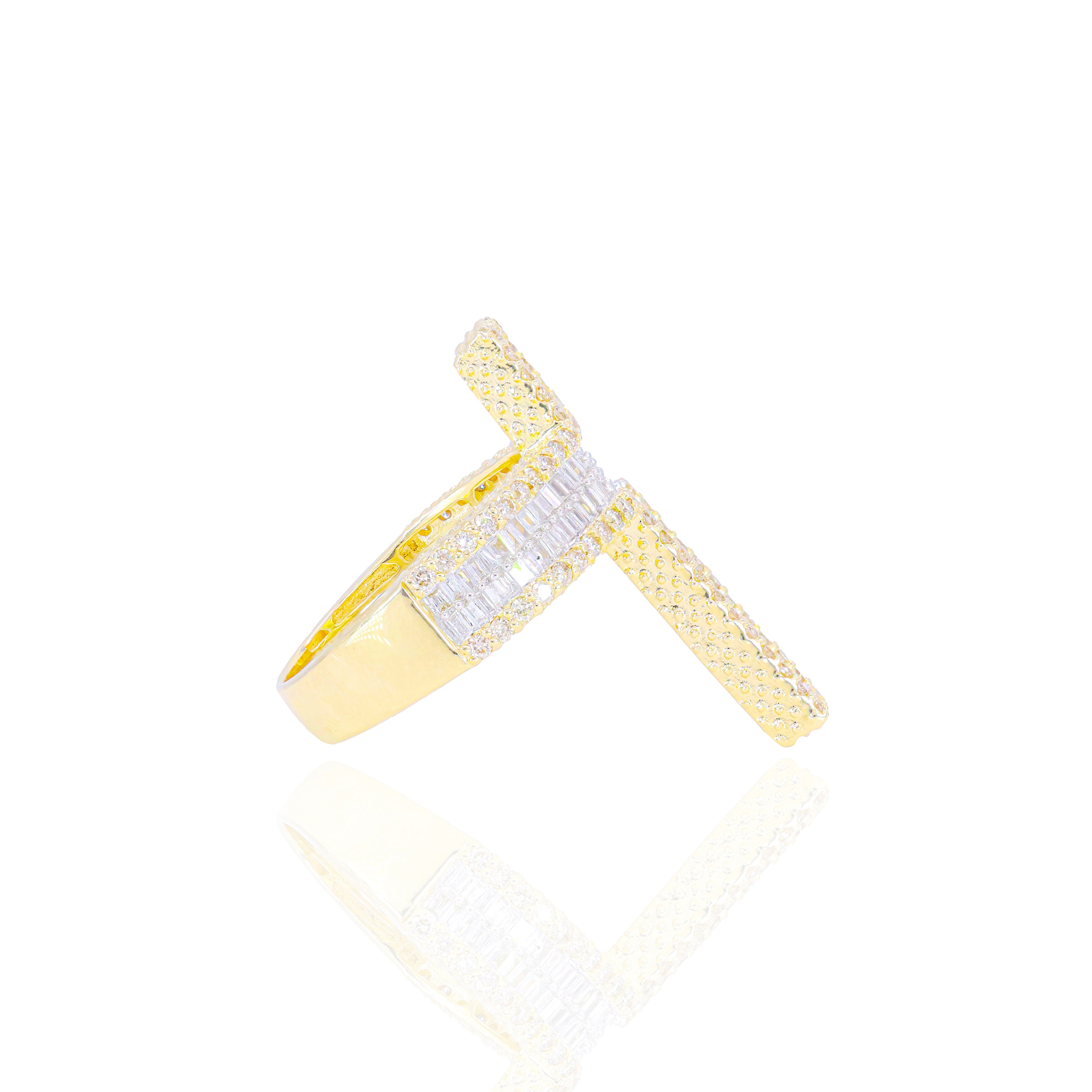 Baguette Diamond Cross Ring