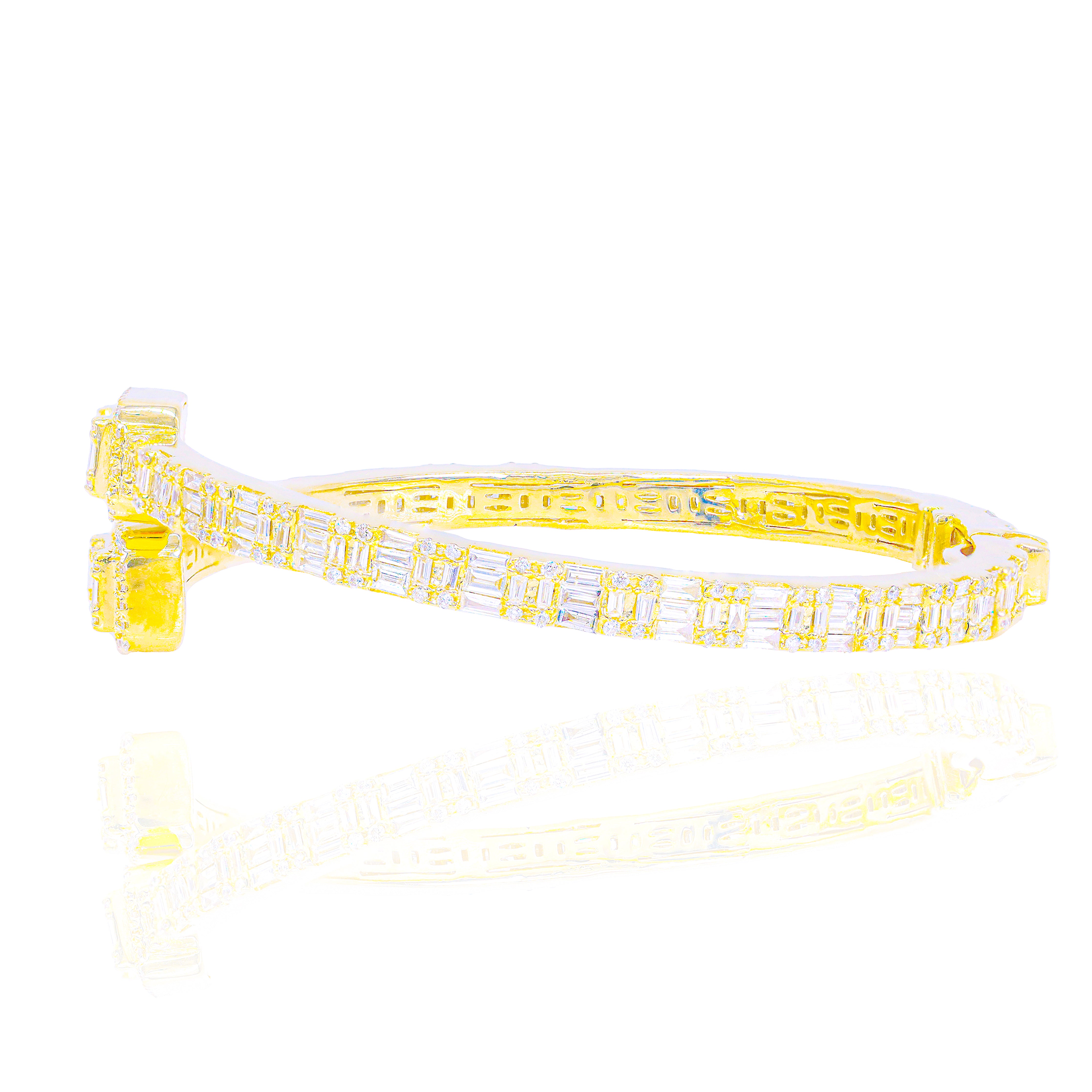 Rectangle Baguette Diamond Bangle Bracelet