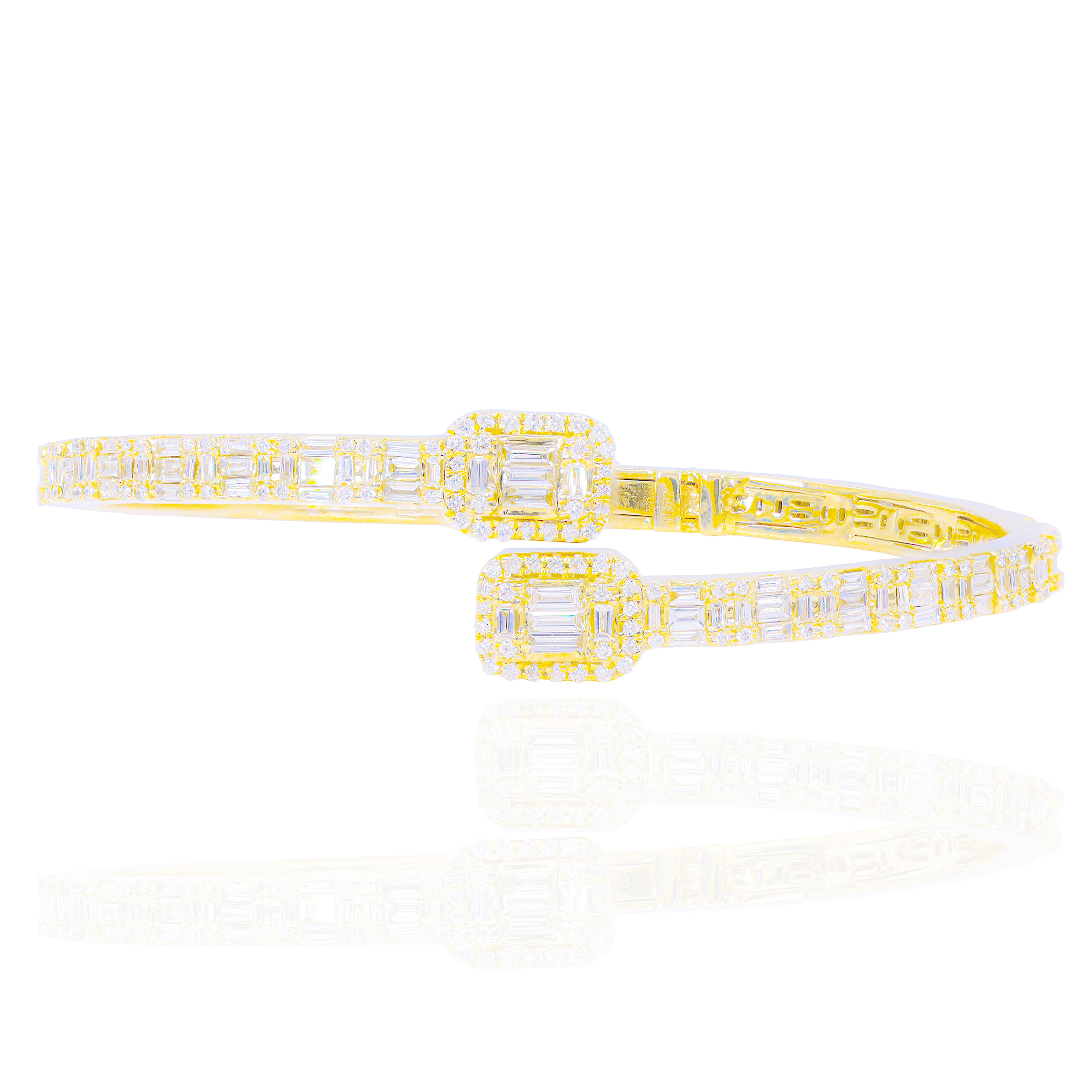 Rectangle Baguette Diamond Bangle Bracelet