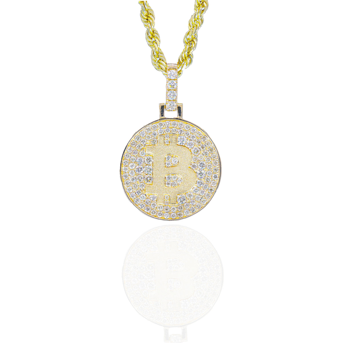 Bitcoin Diamond Pendant - 14KT Gold | Dayyani Jewelers