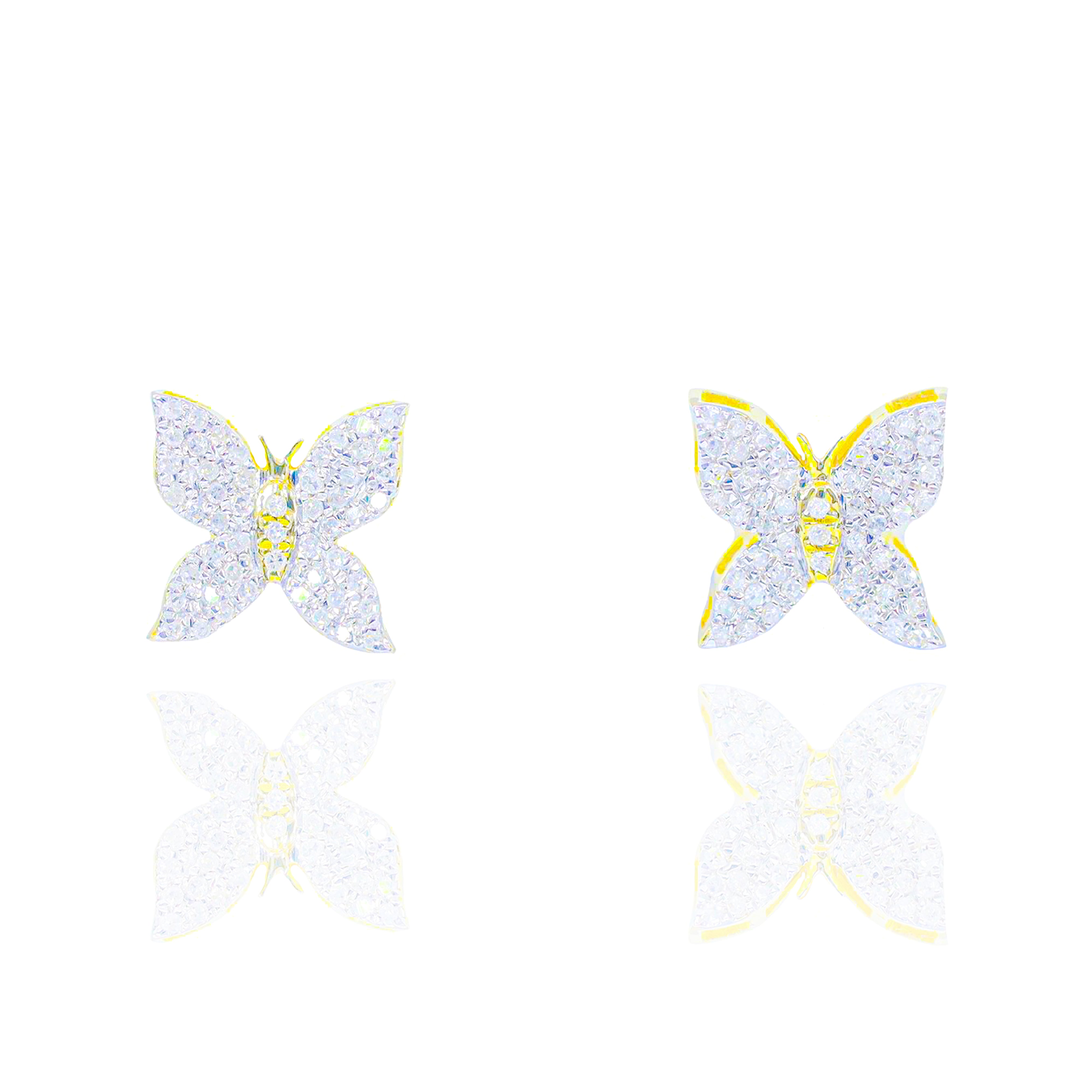 Round Diamond Butterfly Earrings