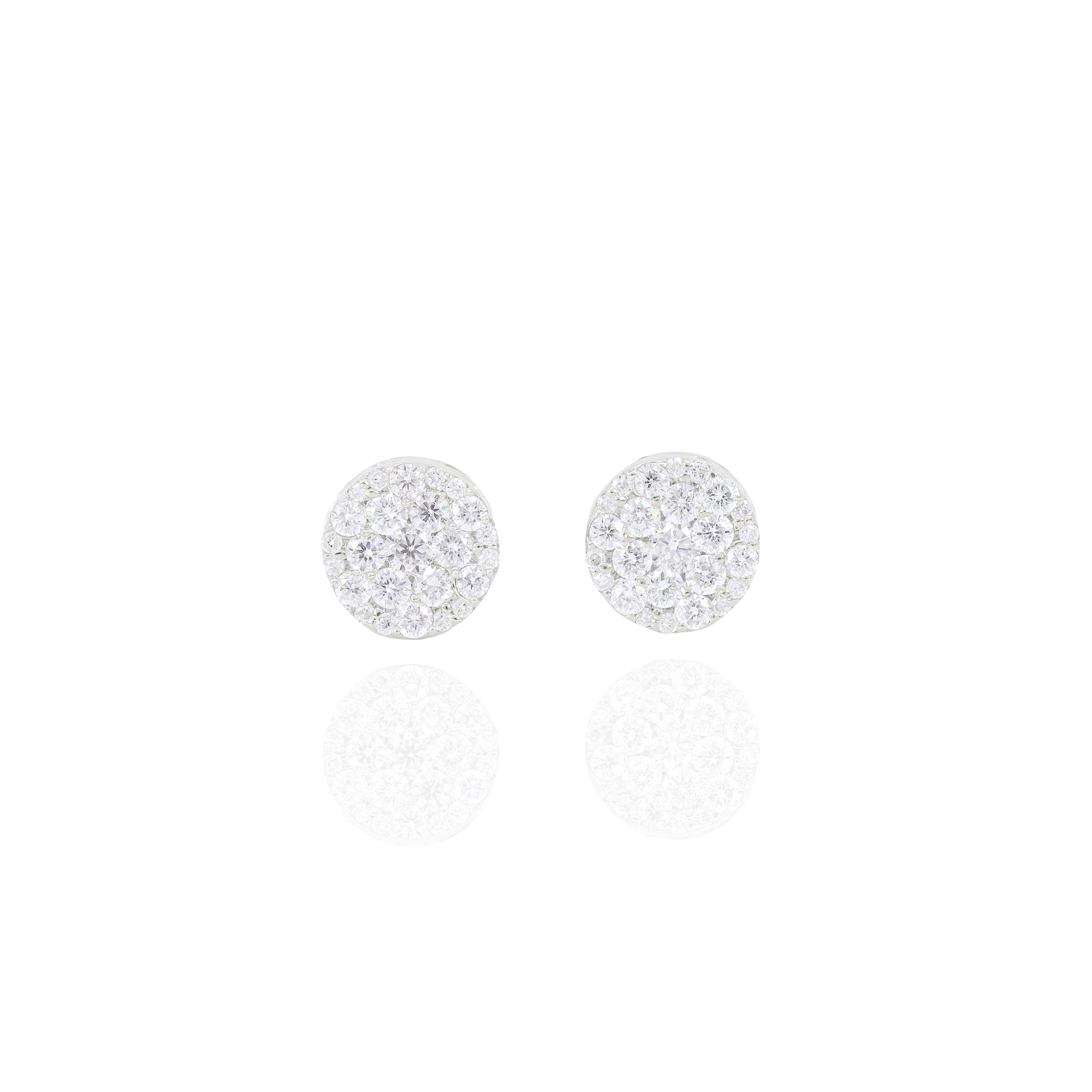 Small Round Cluster Diamond Earrings