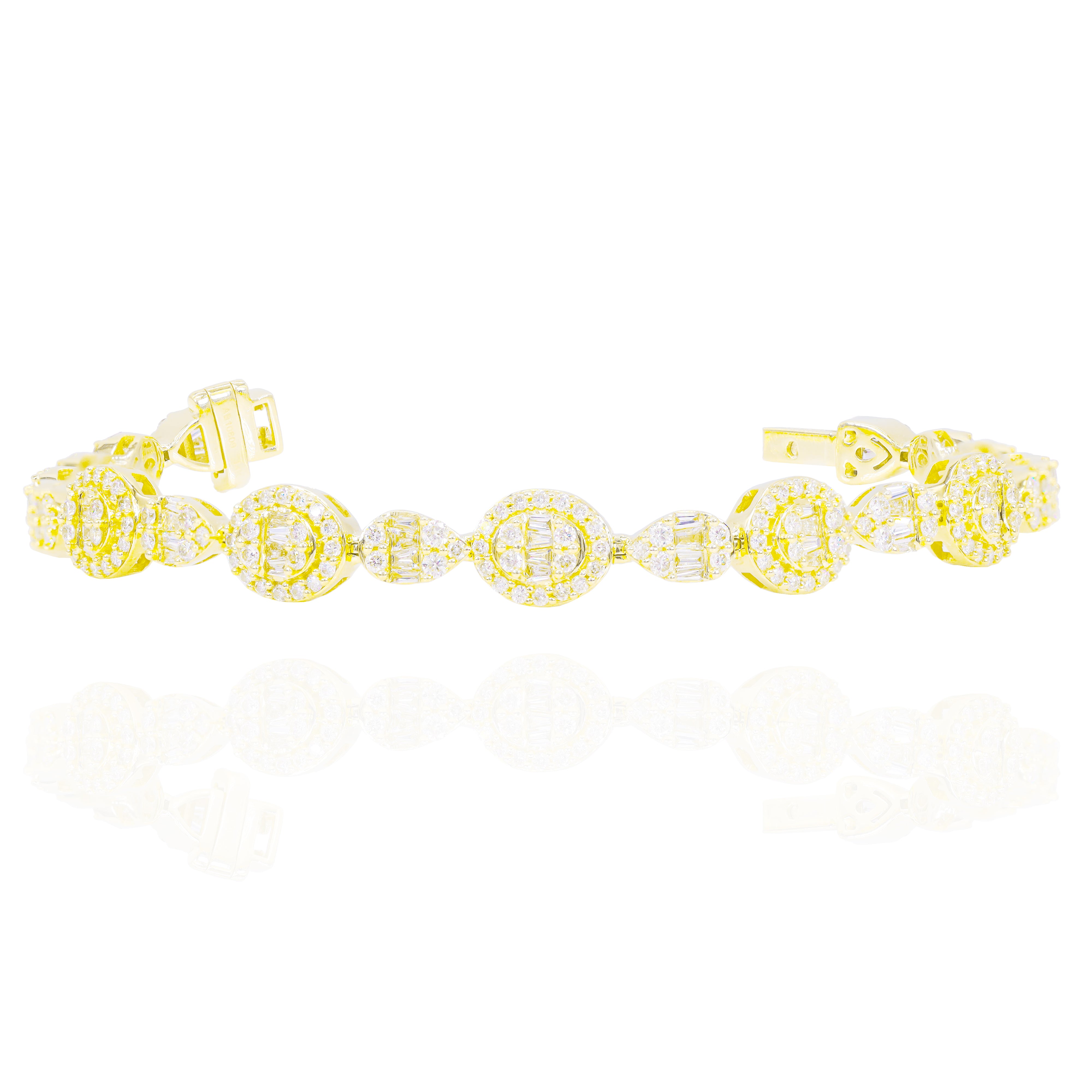 Round & Pear Shaped Baguette & Round Diamond Bracelet