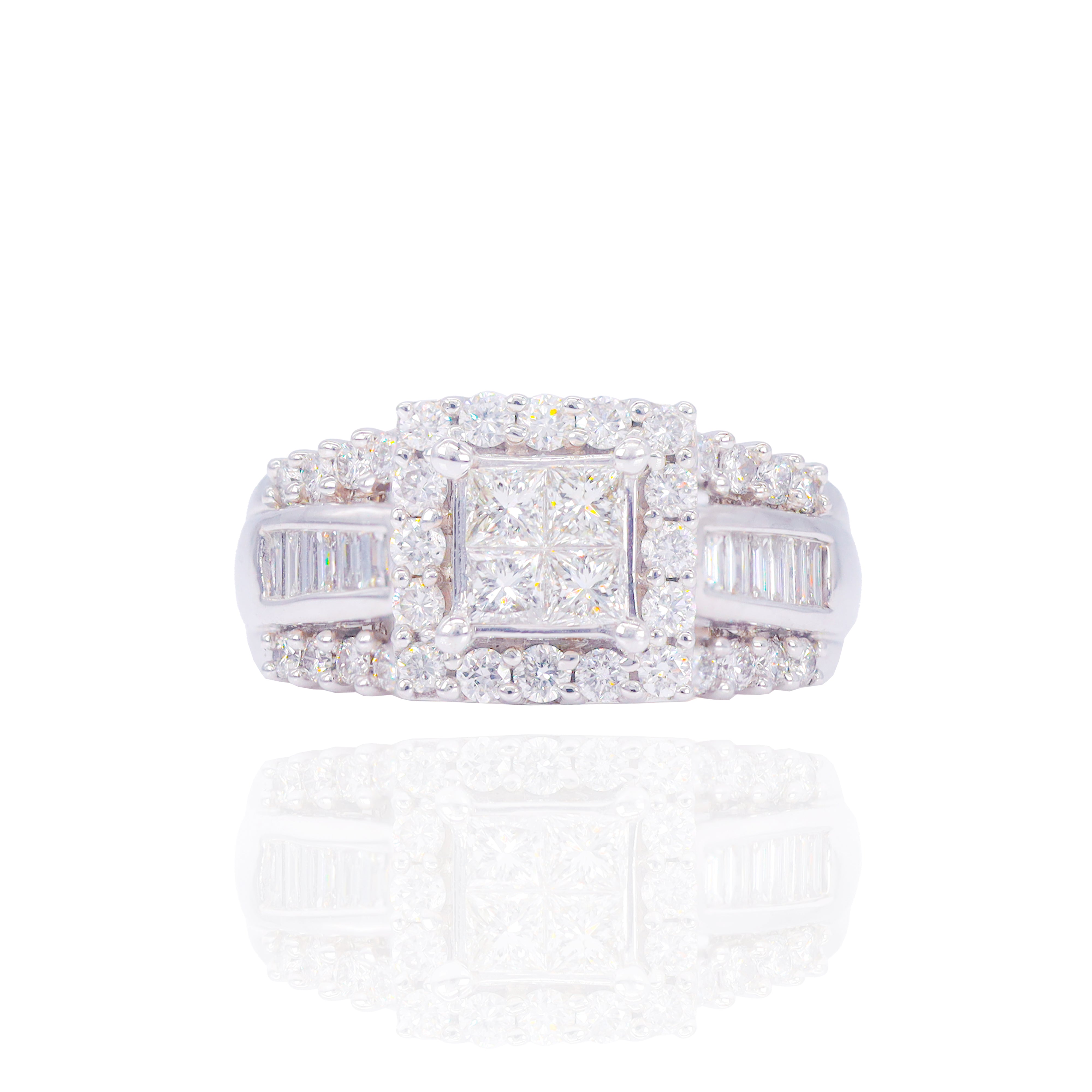 Princess Cut Center with Halo Diamond Engagement Ring