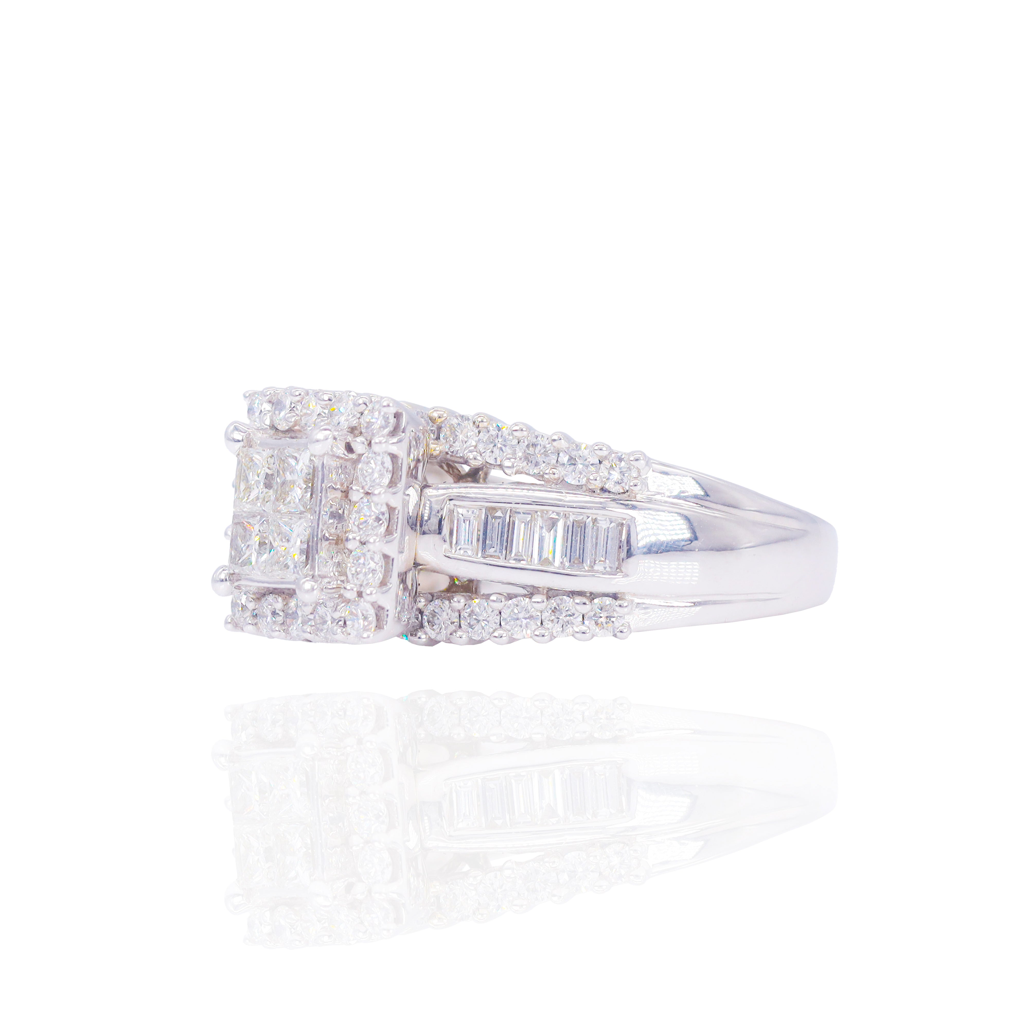 Princess Cut Center with Halo Diamond Engagement Ring