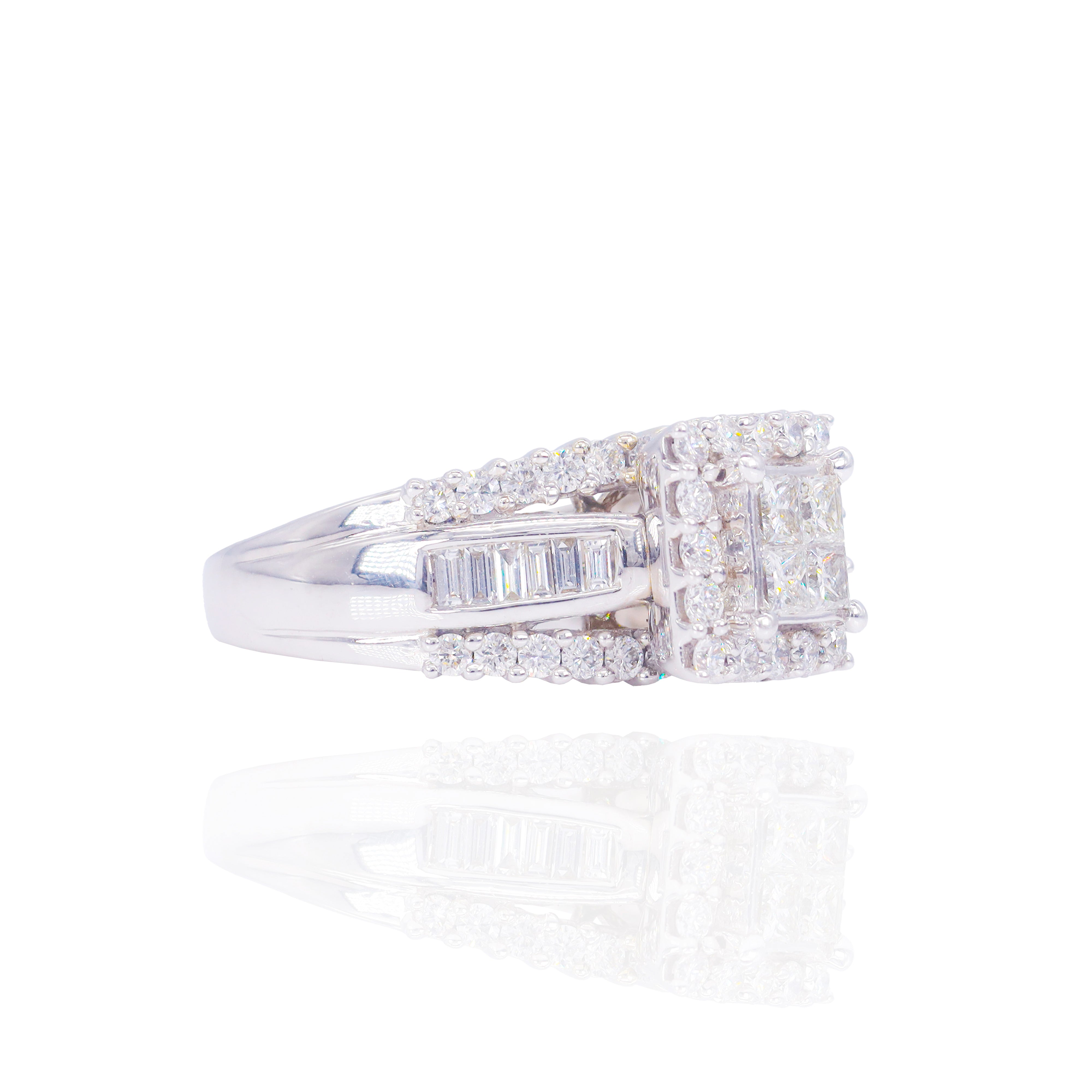 Princess Cut Center with Halo Diamond Engagement Ring