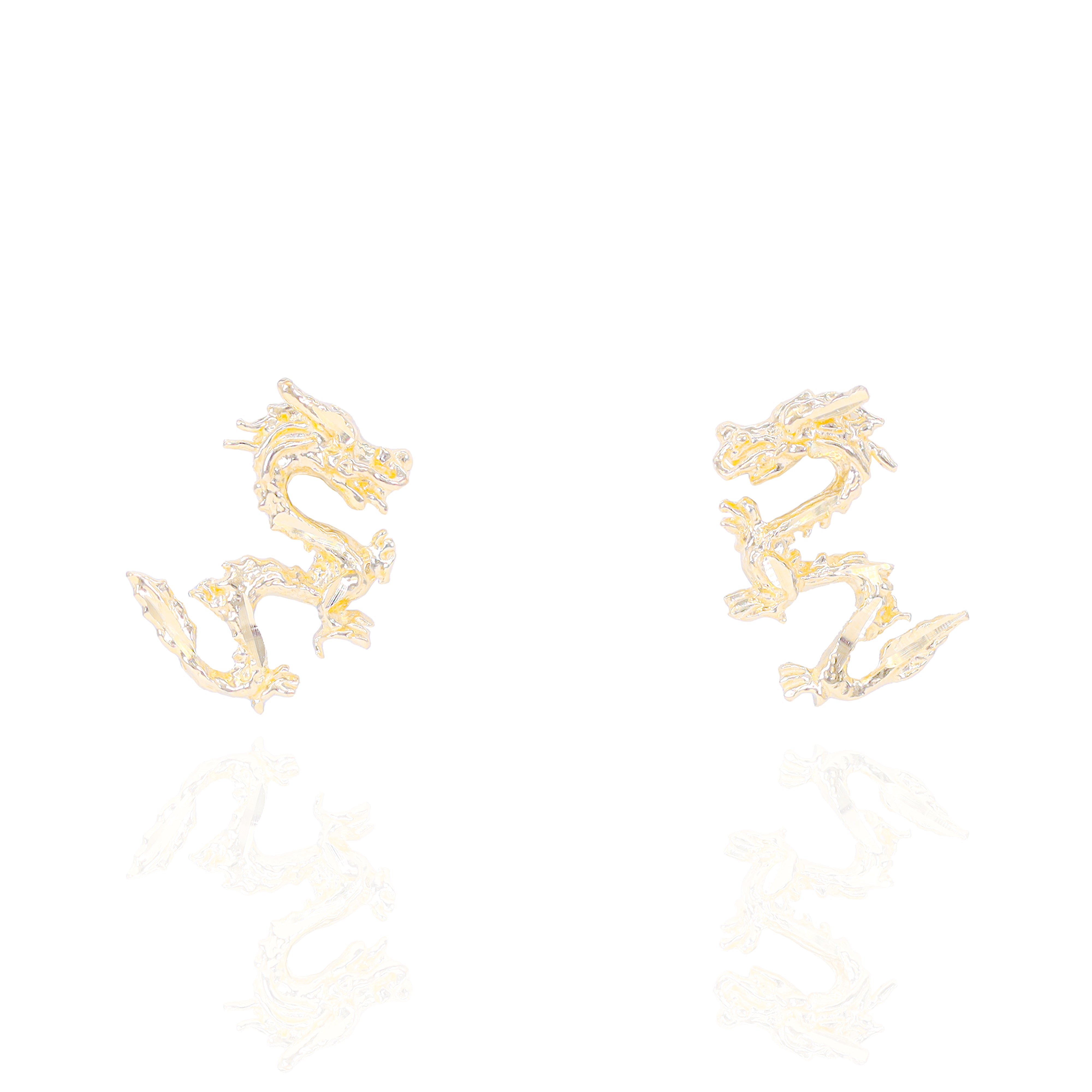 Year of the Dragon Solid Gold Earrings