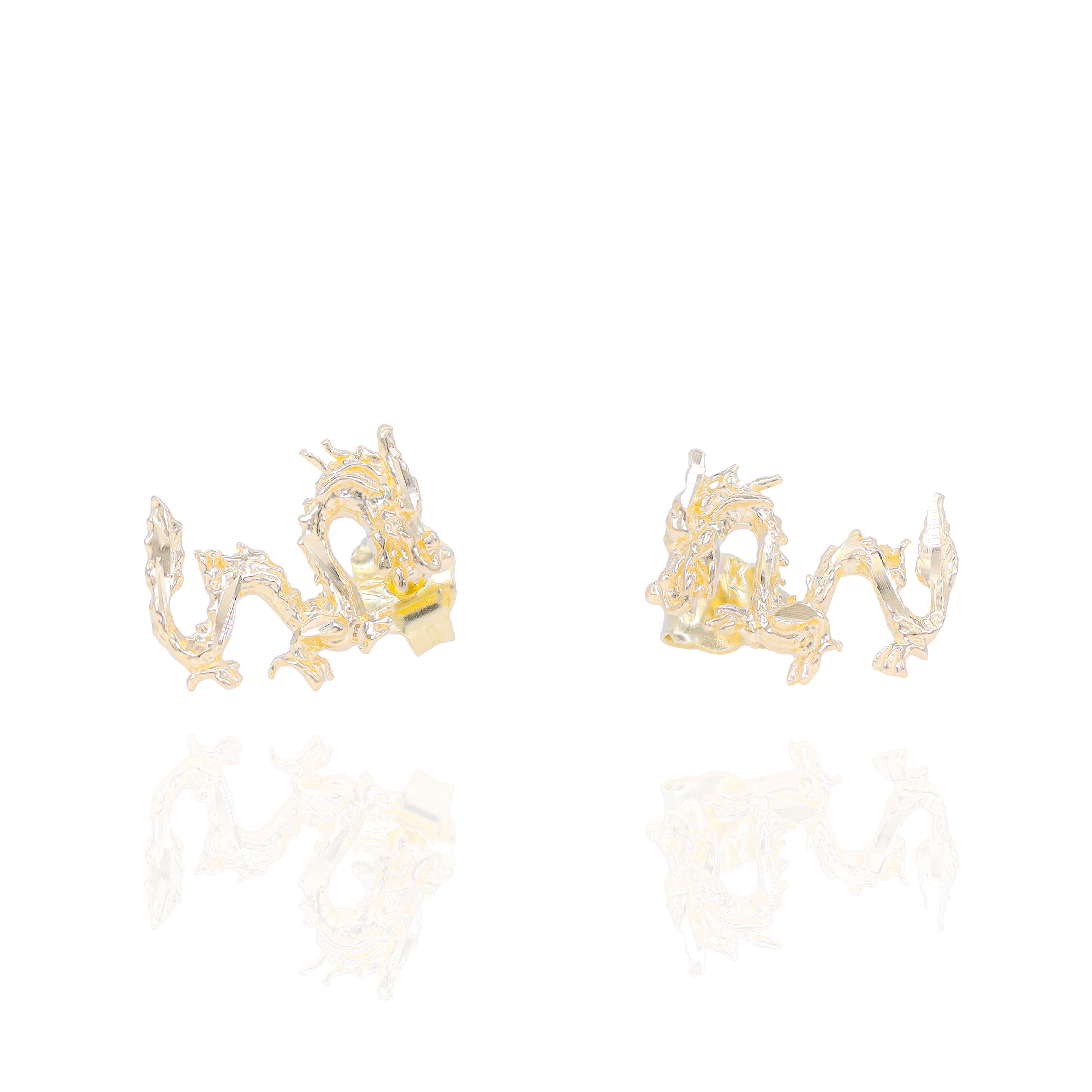 Year of the Dragon Solid Gold Earrings