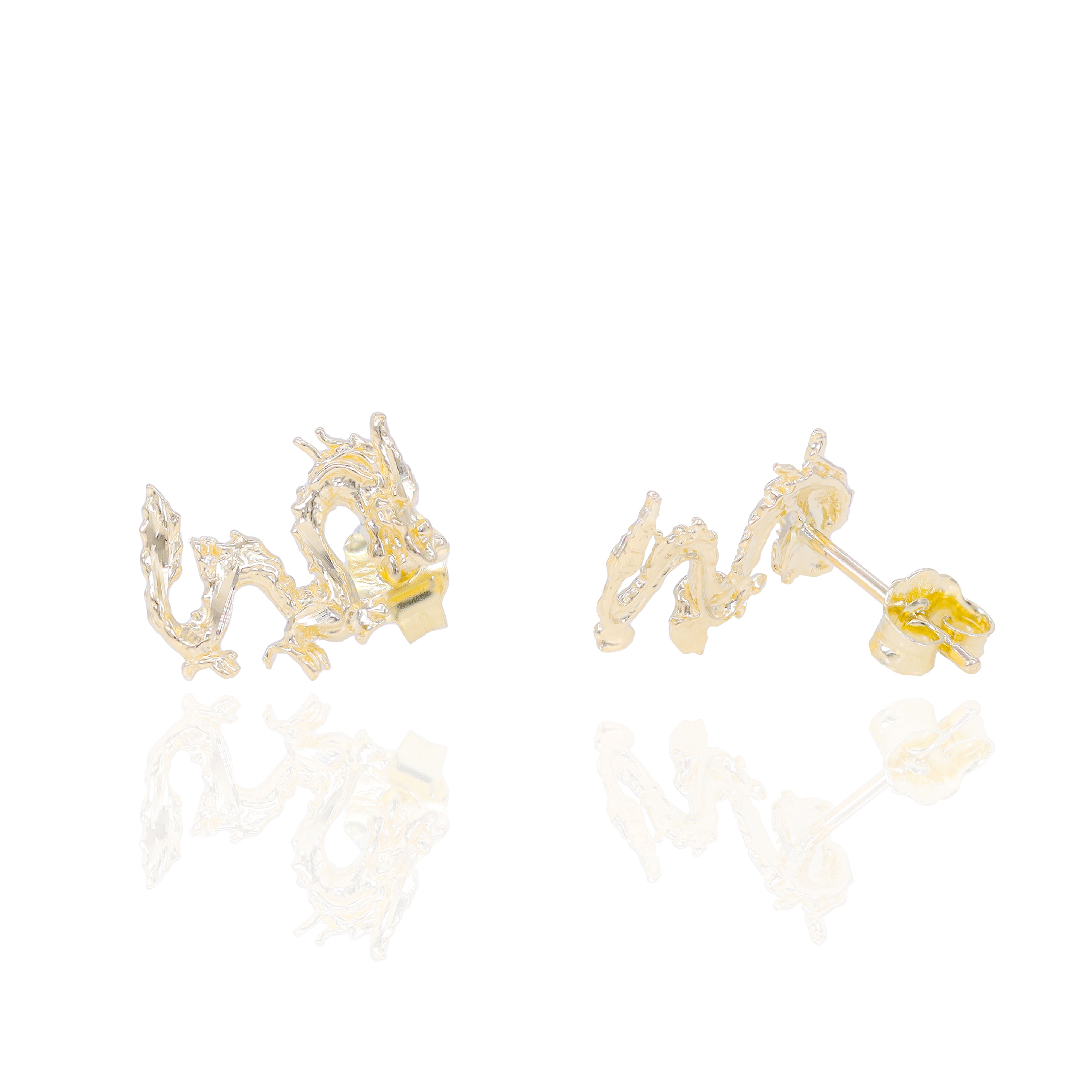 Year of the Dragon Solid Gold Earrings