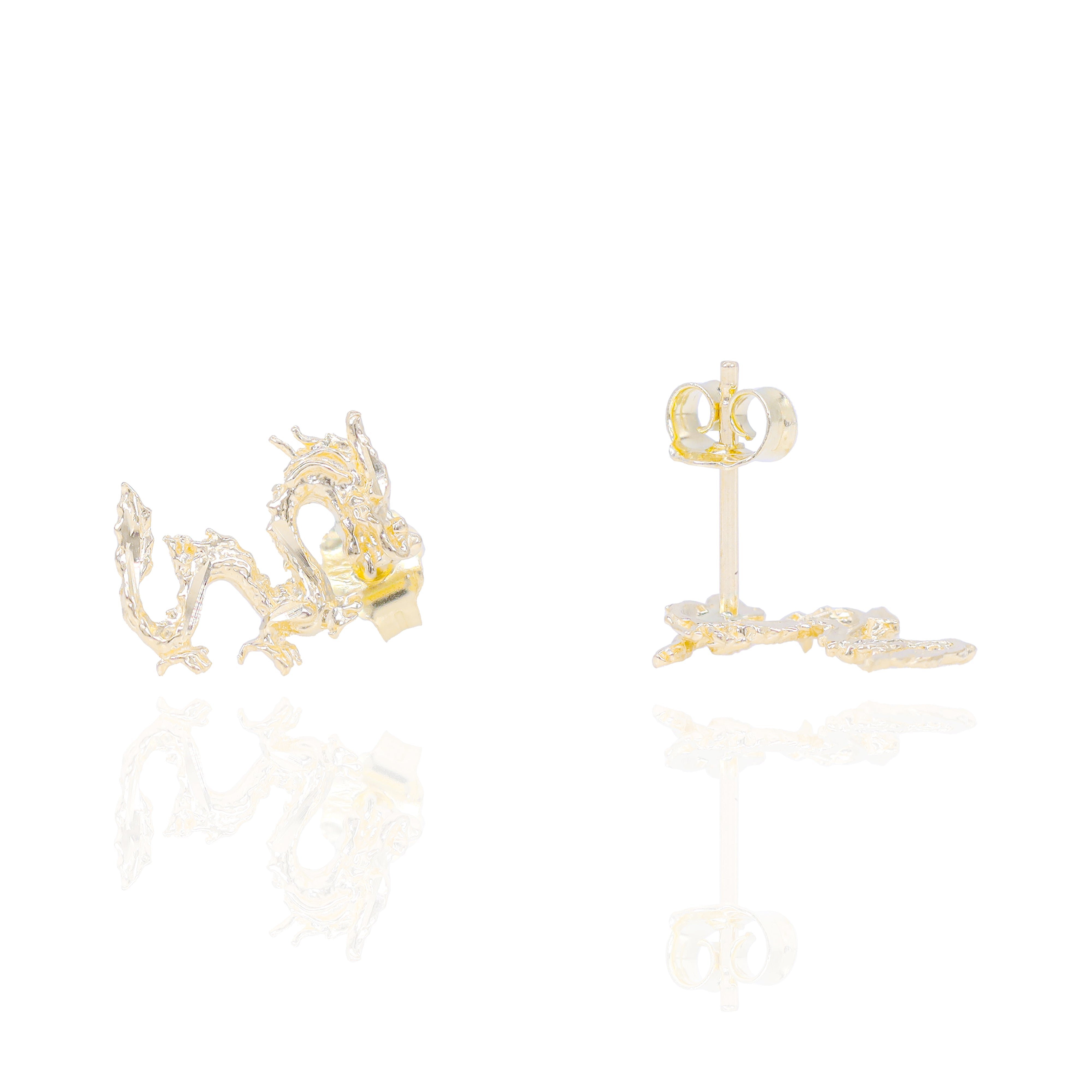 Year of the Dragon Solid Gold Earrings