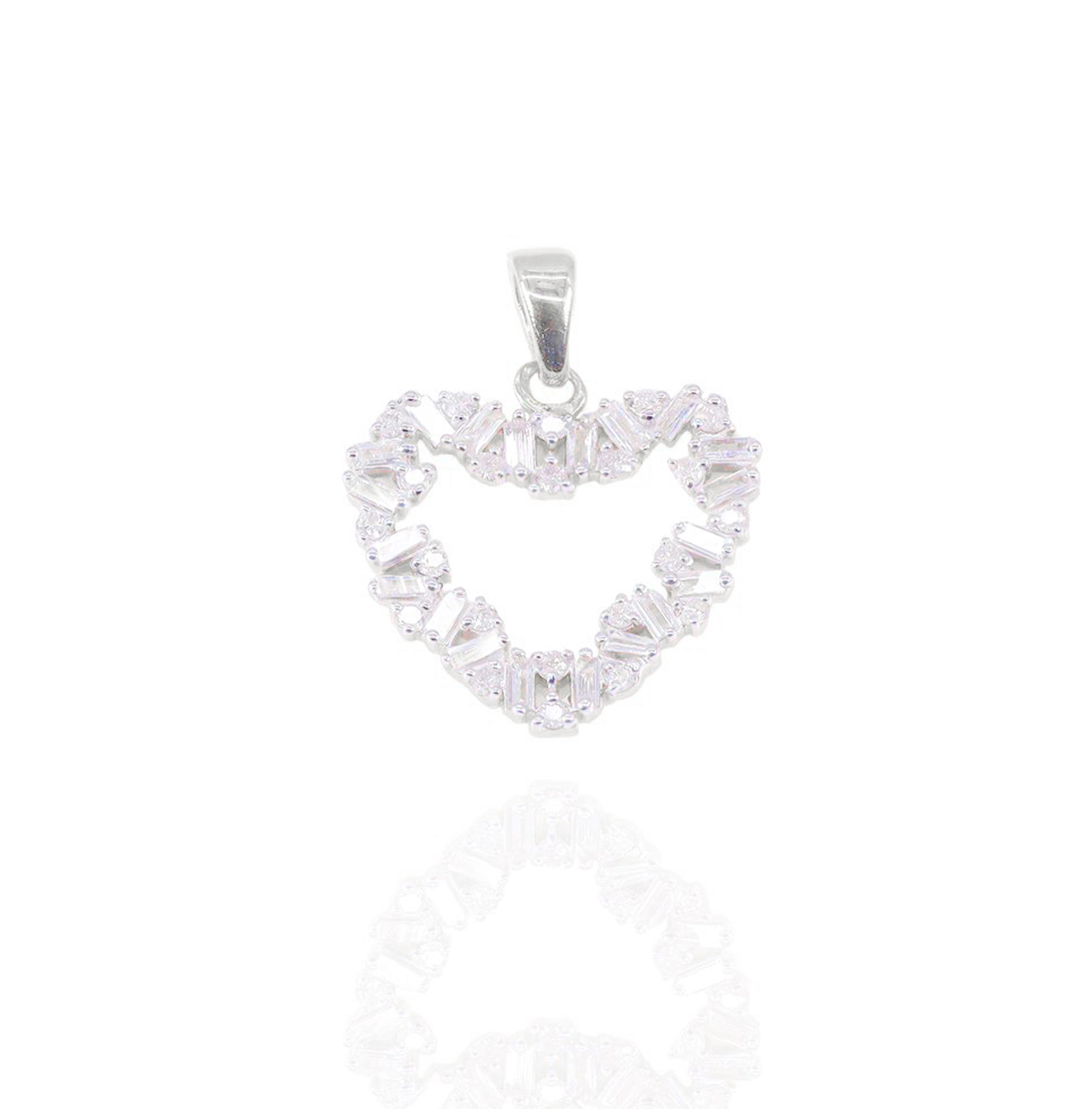 Jagged Heart Outline Diamond Pendant