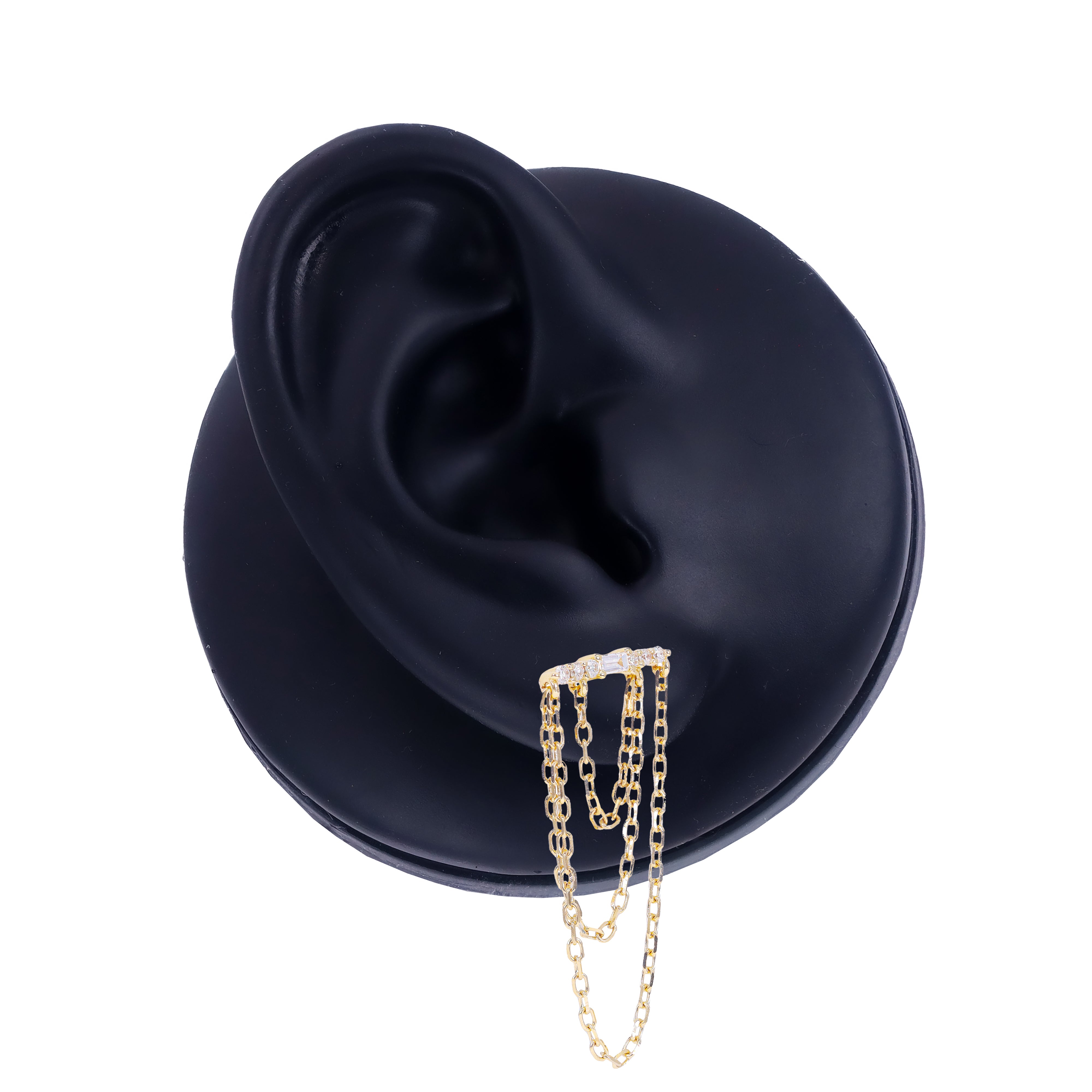 Diamond Earrings w/ Hanging Gold Chain