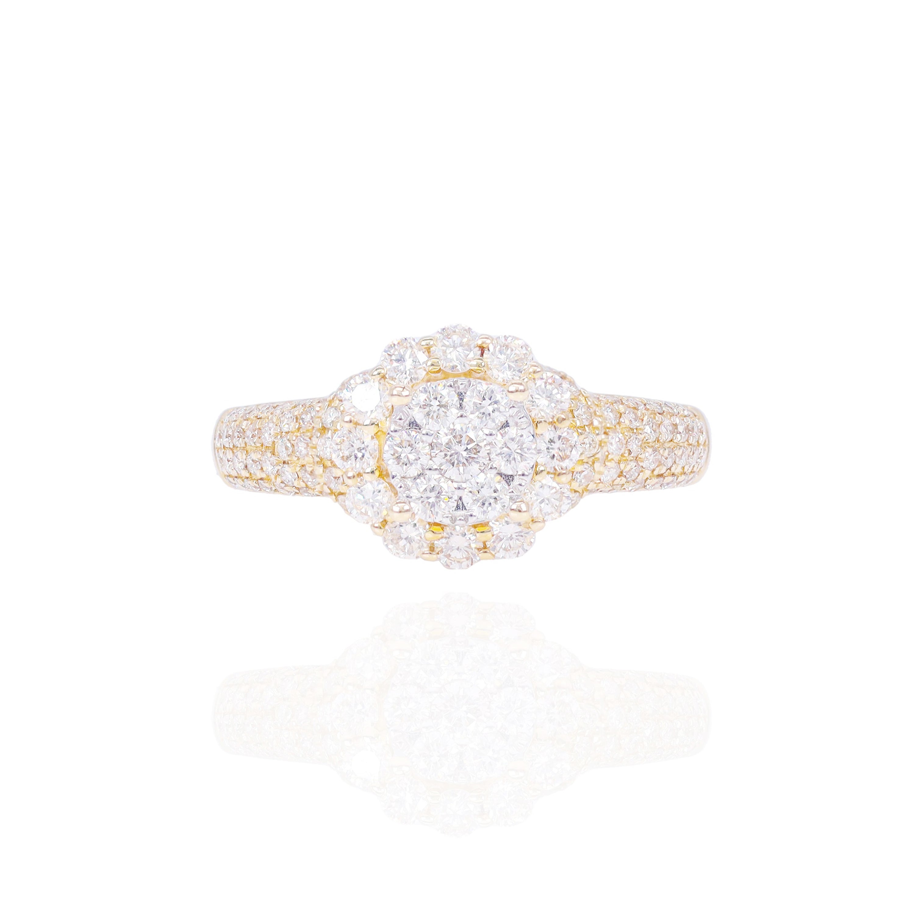 Round Shape with Halo and Hidden Halo Diamond Engagement Ring