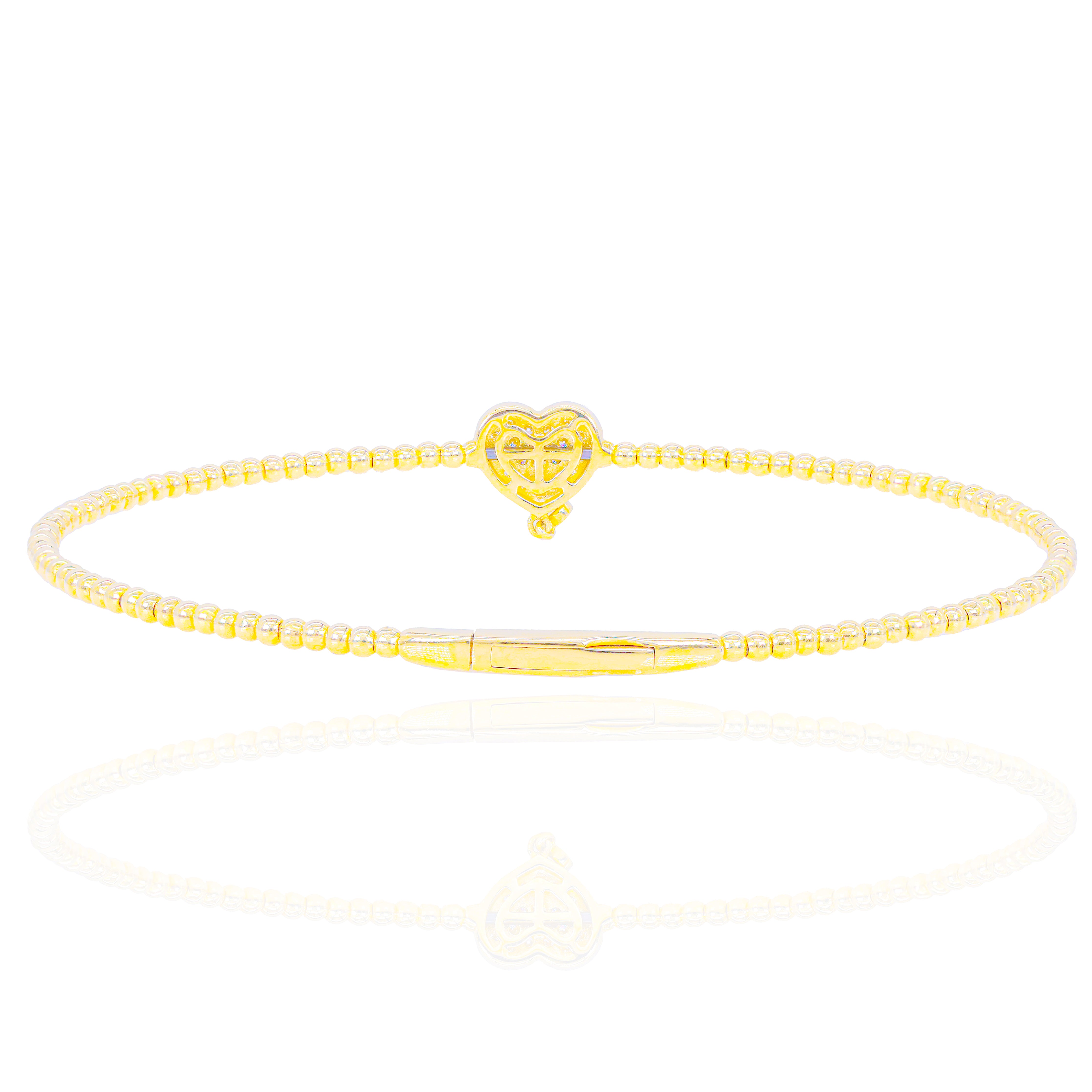 Diamond Heart Lock with Key Gold Bangle Bracelet