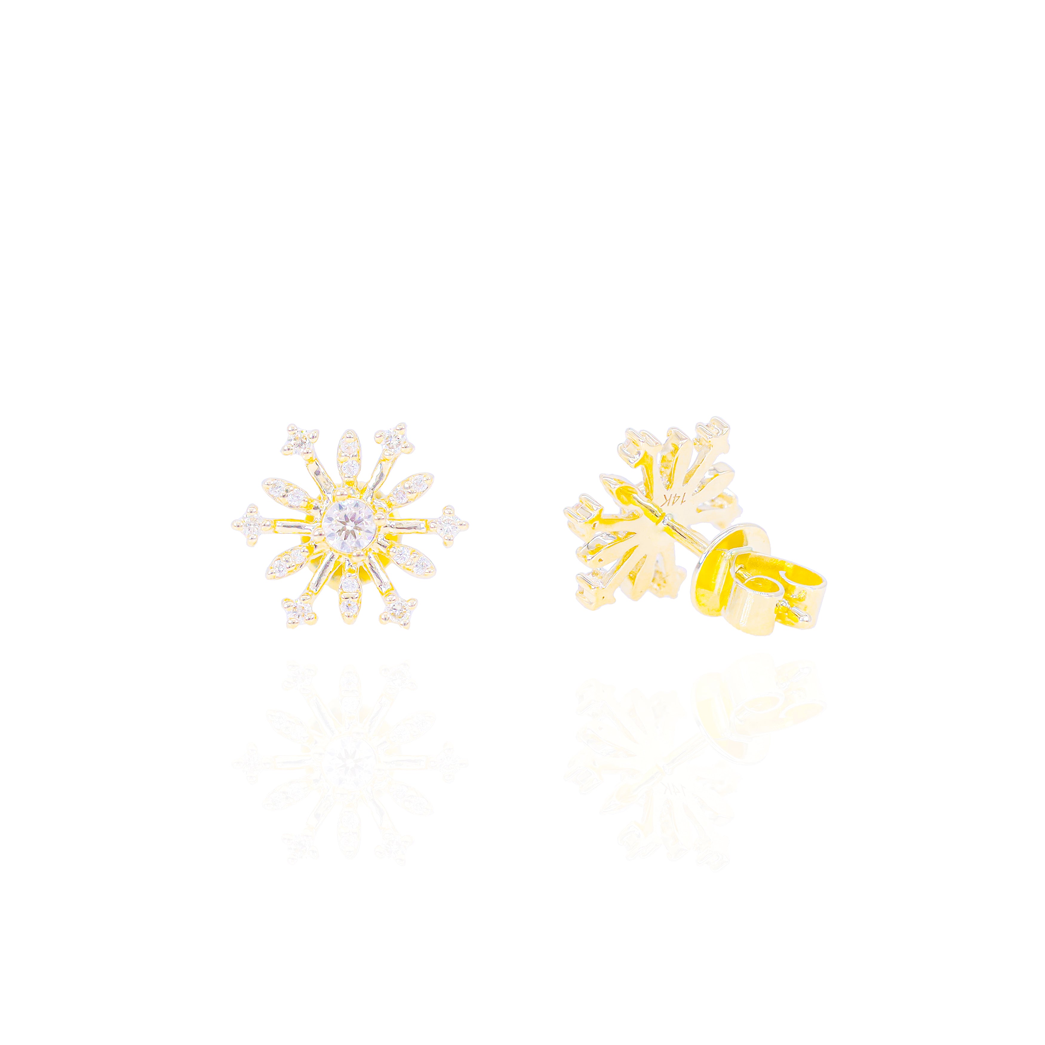 Open Style Snowflake Diamond Earrings