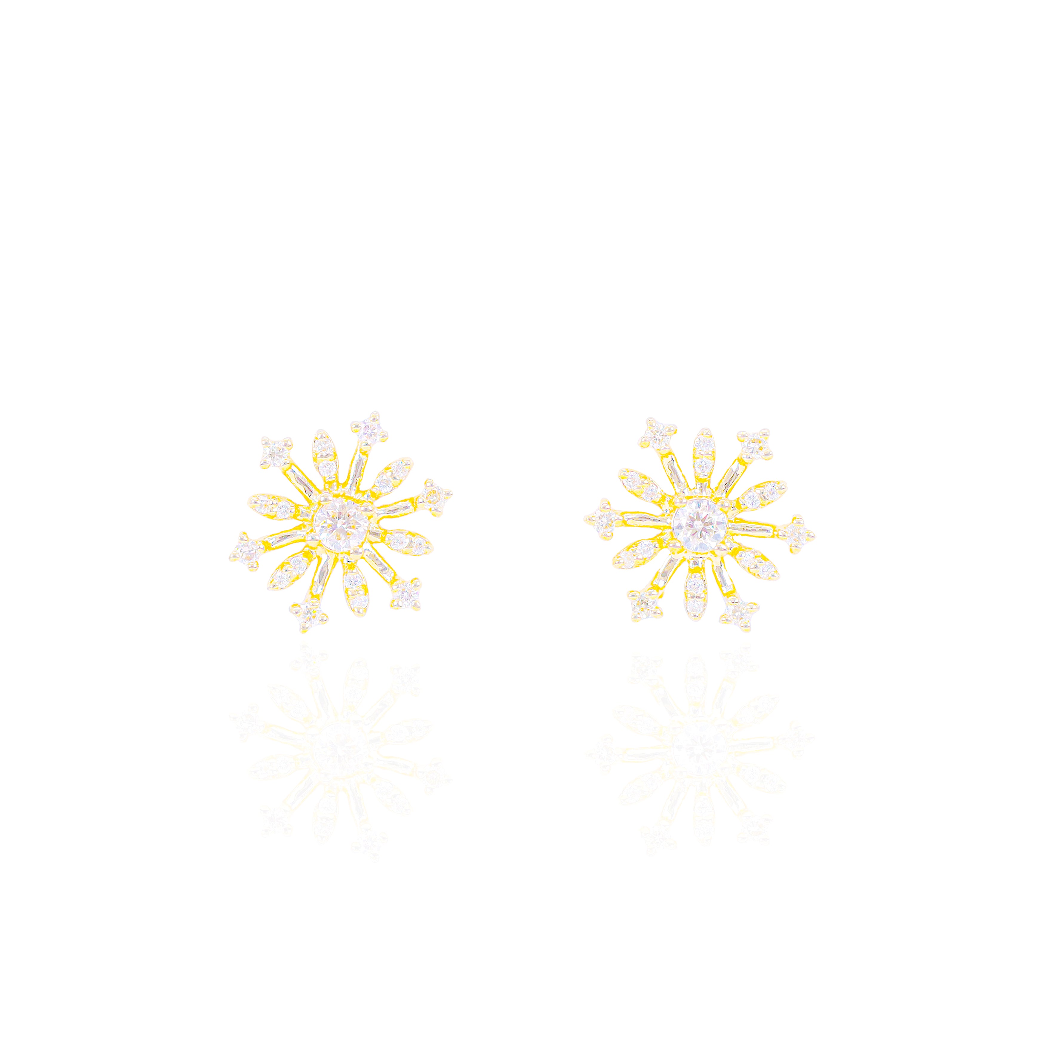 Open Style Snowflake Diamond Earrings